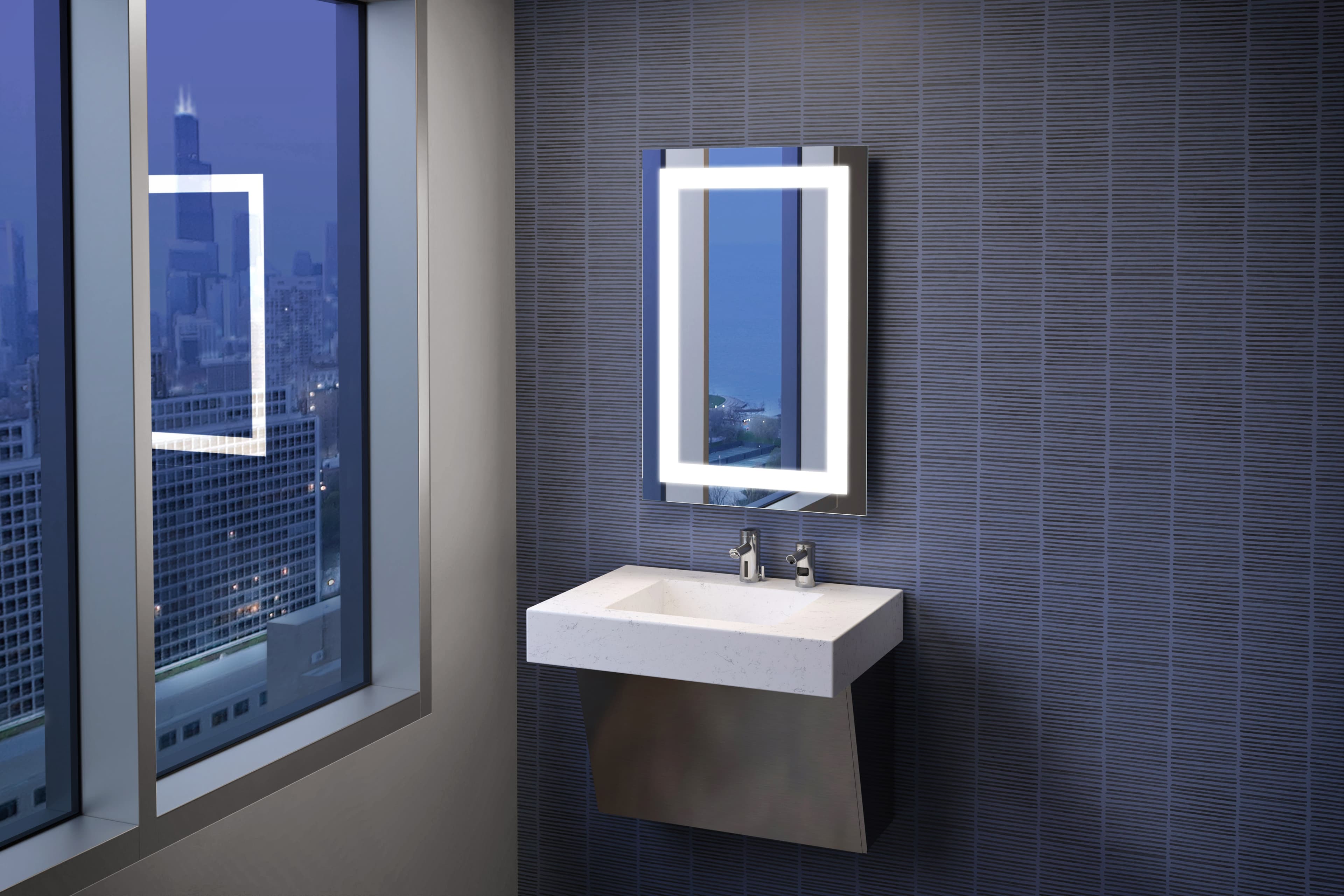 Sloan 4 Inset LED Mirror at Night