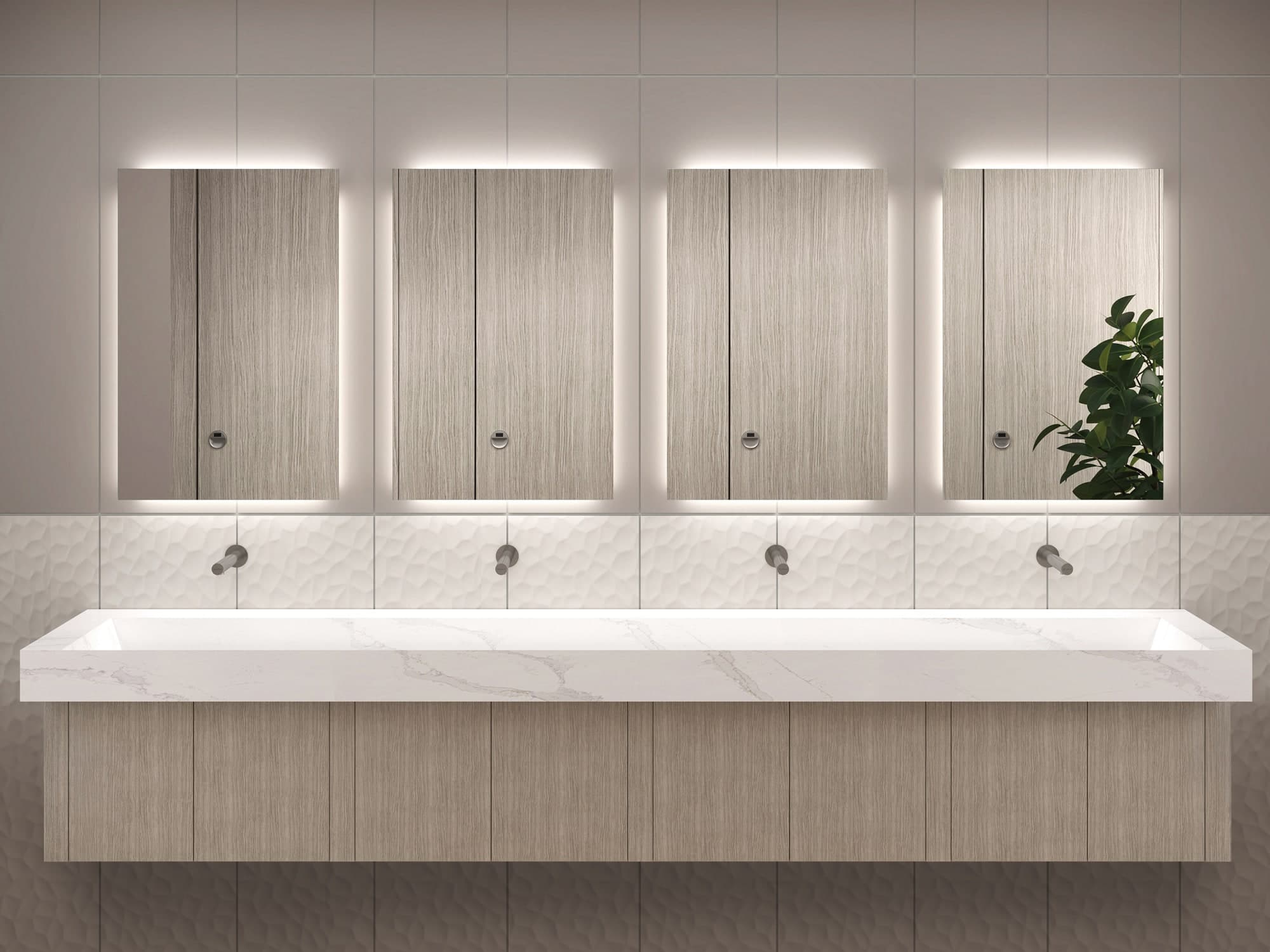 Sloan Mirrors - 4 station sink with 4 mirrors hero image 