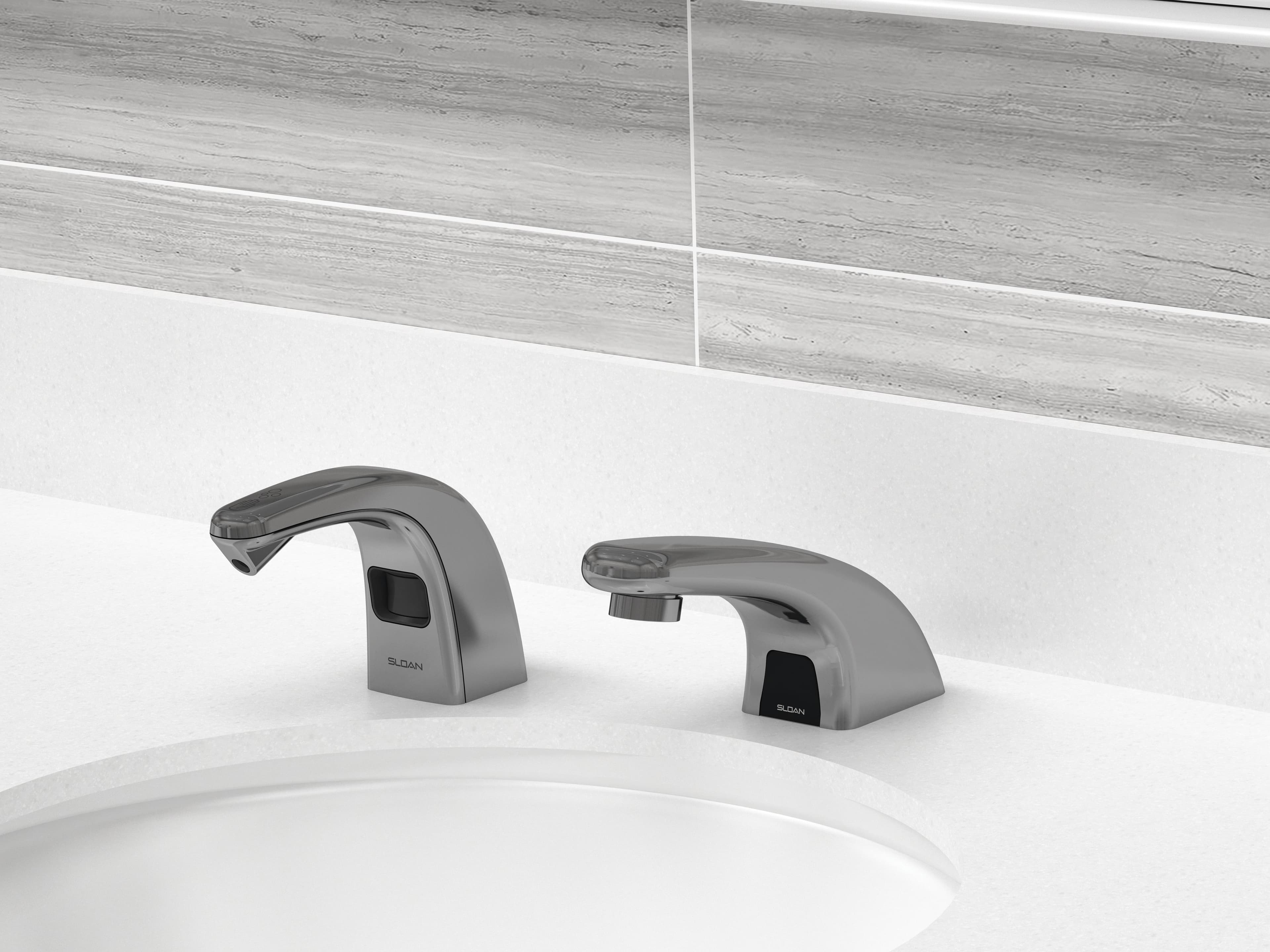 Optima Faucet and Sloan Soap Dispenser on Sloan Counter Top Sink