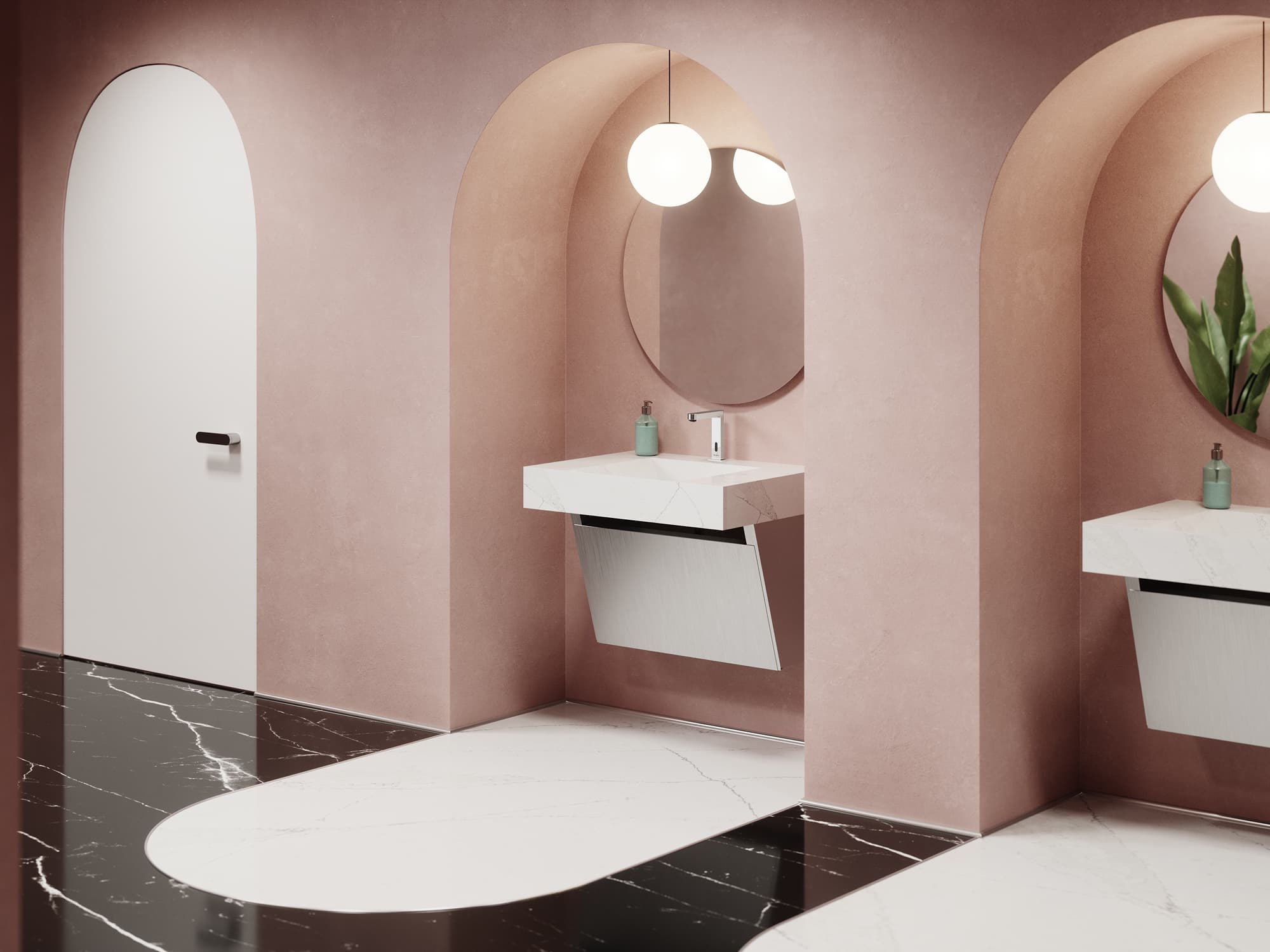 SF Deck-mounted Faucets in restroom