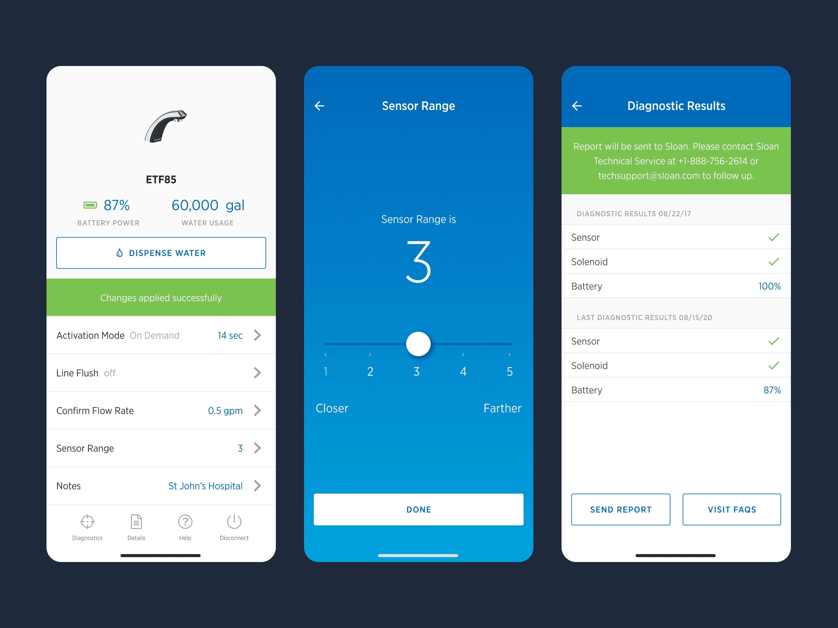 Sloan Connect App screens