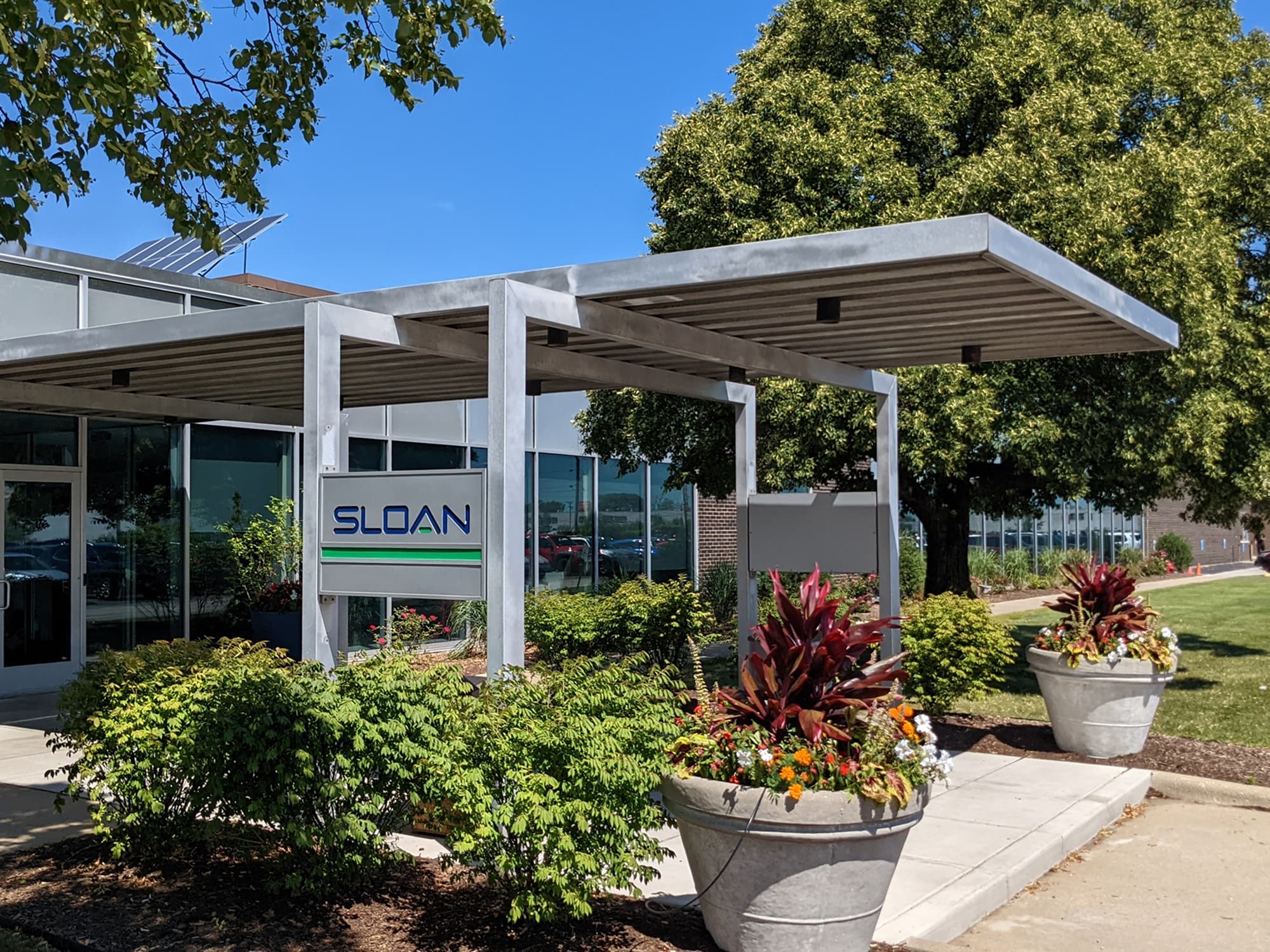 Exterior entrance of Sloan HQ