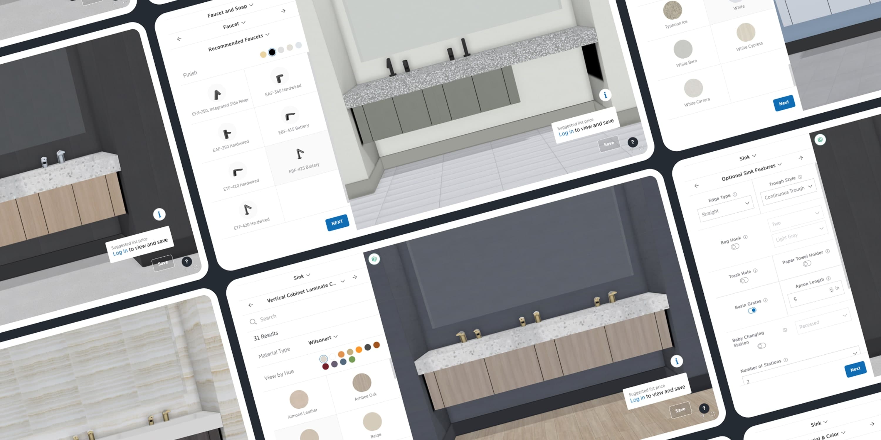 Sloan Sink Configurator hero image collage