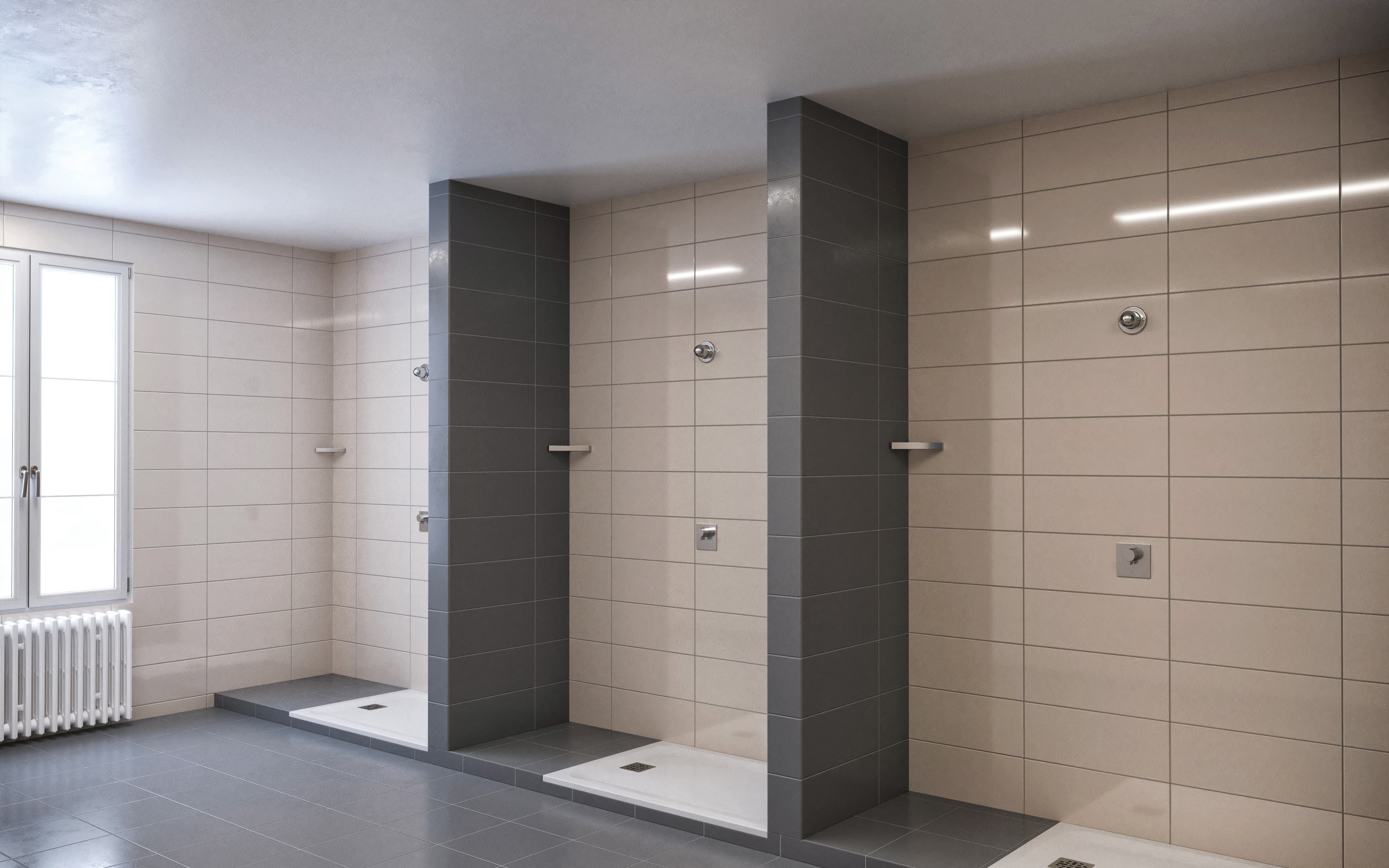 PWT Stadium Showers with Sloan shower heads