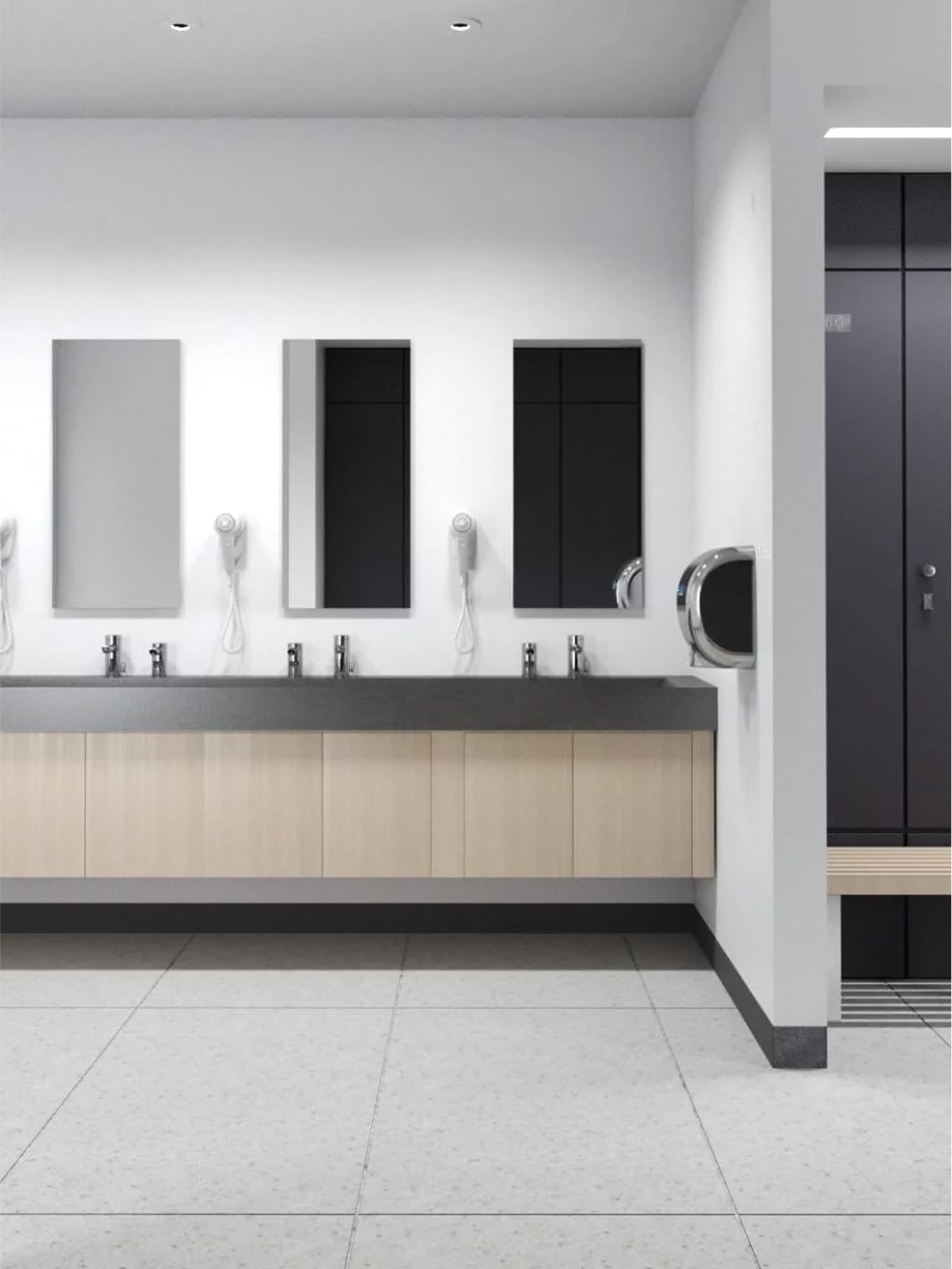 Fitness center's bathroom