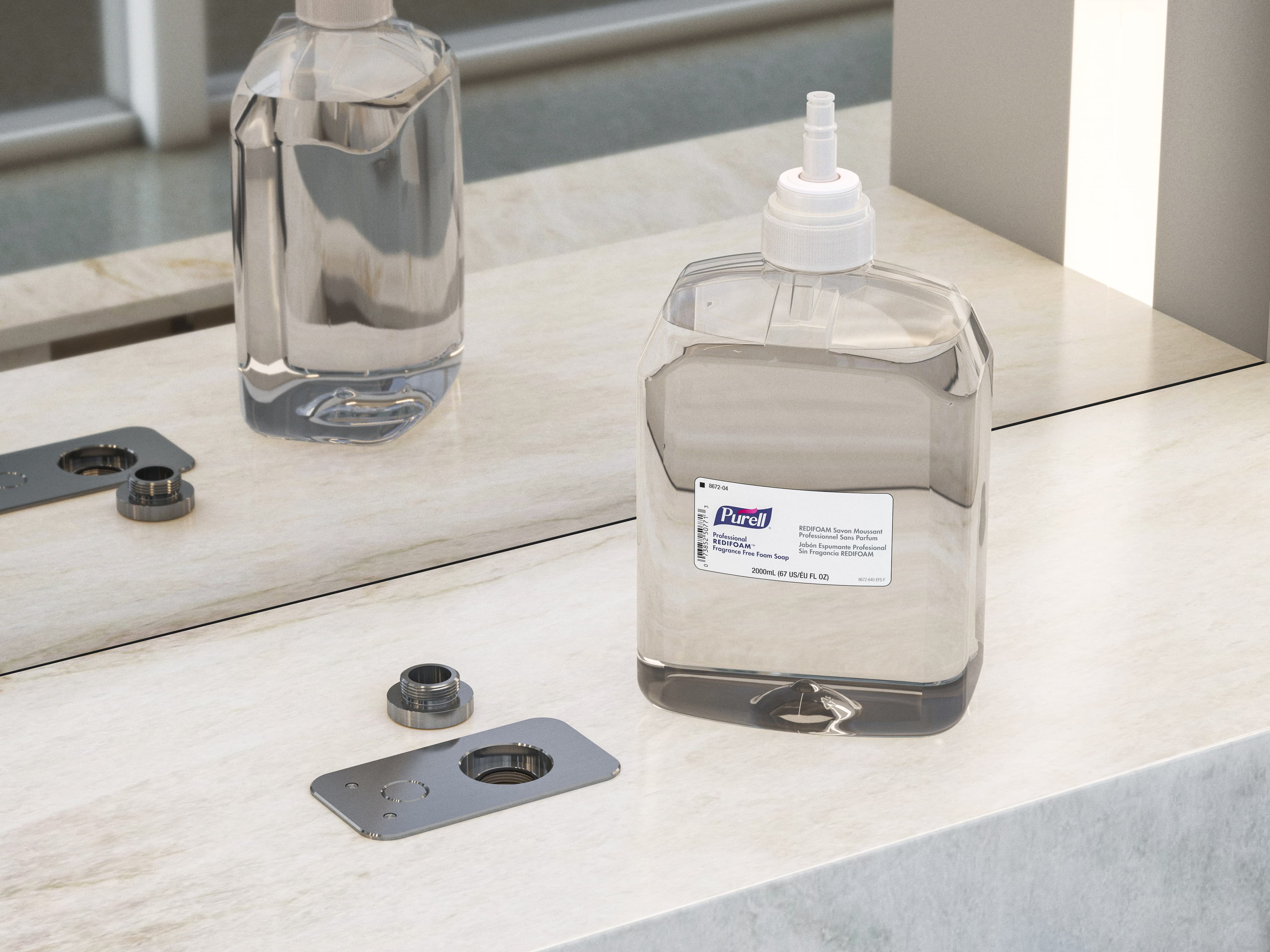 FLITE-DEC™ Integrated Sink System closed soap system being refilled