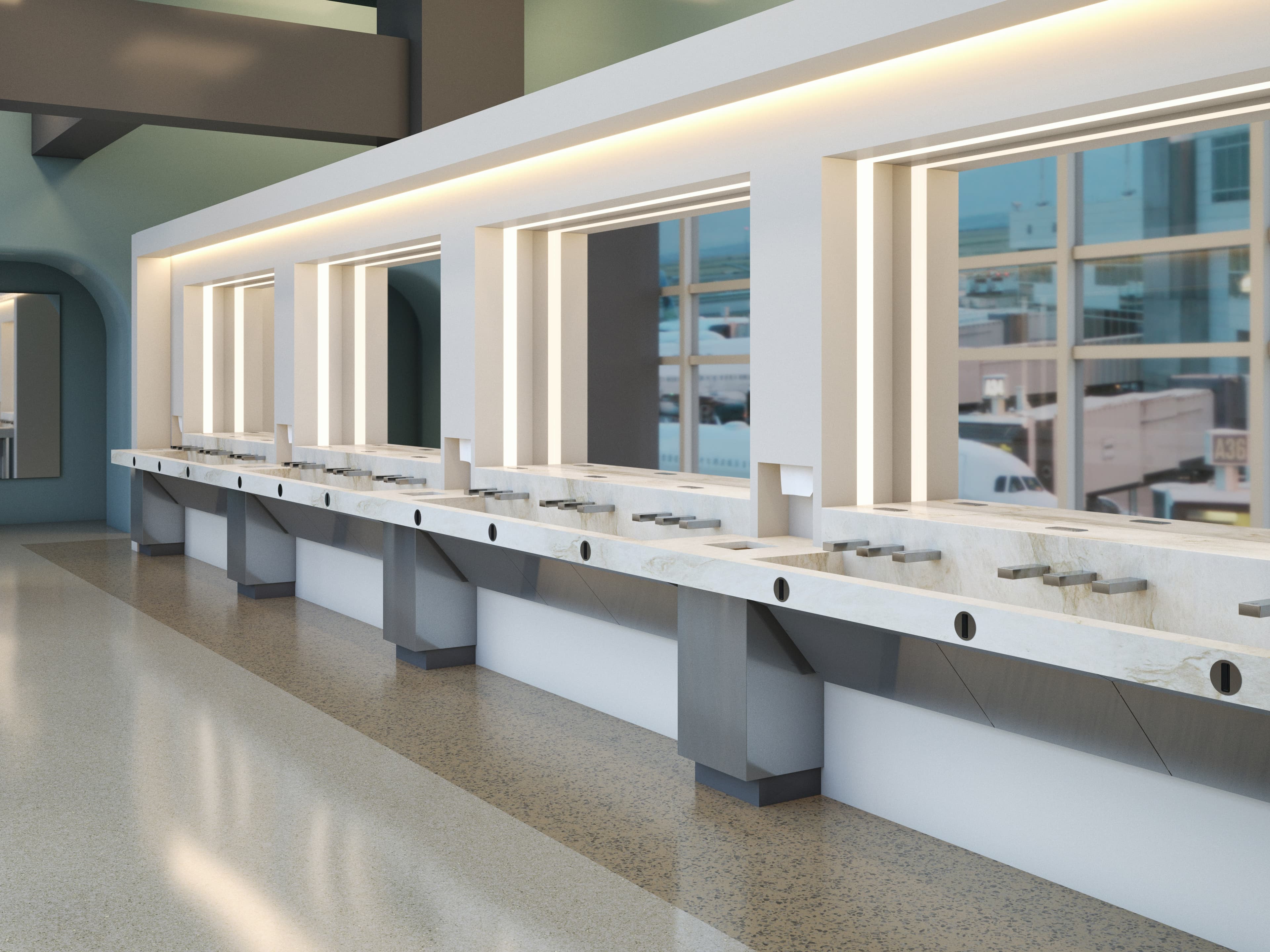 FLITE-DEC™ Integrated Sink System in an airport setting