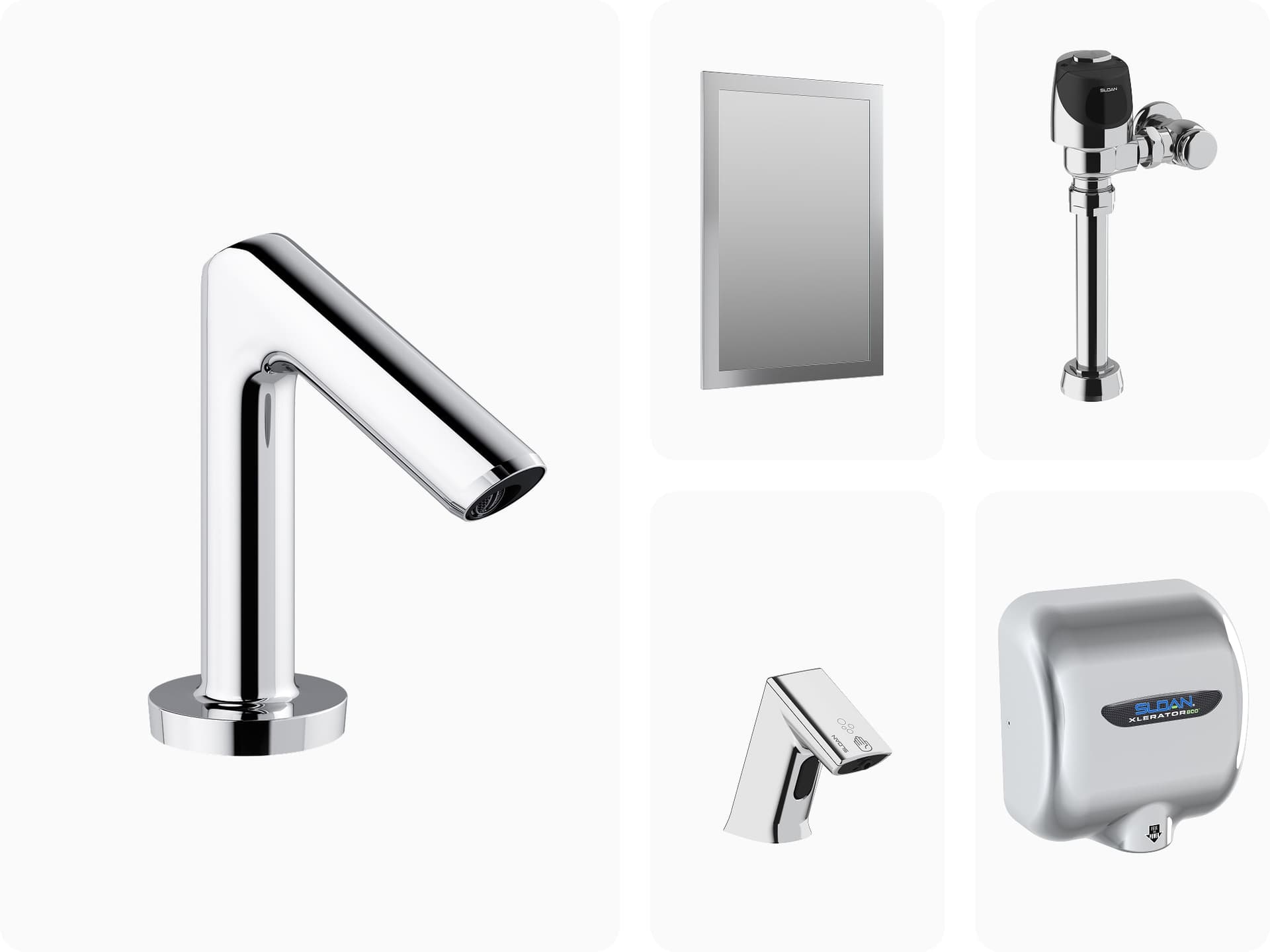 collection of polished chrome finish products
