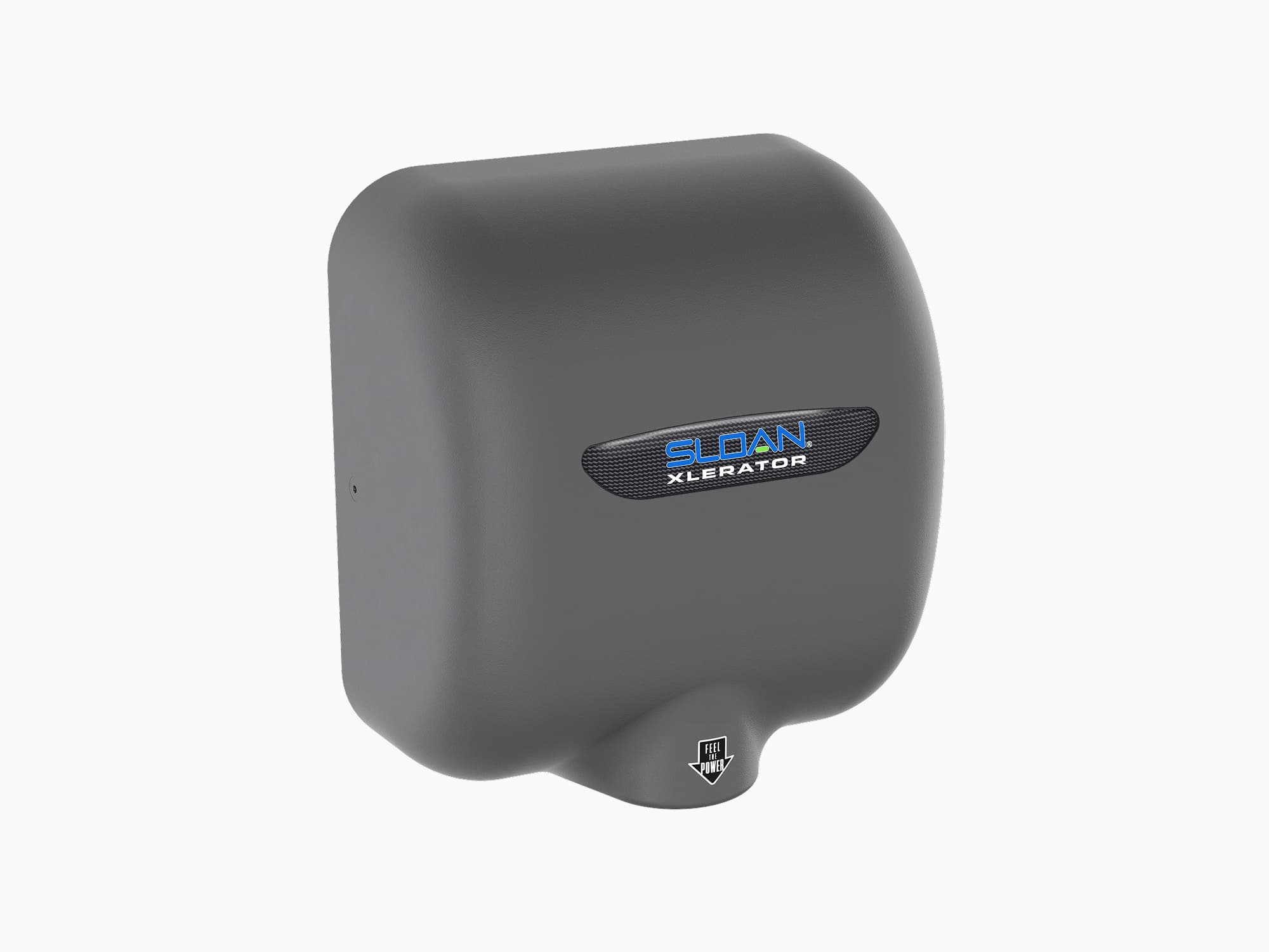 Front view of Sloan Xlerator hand dryer in graphite