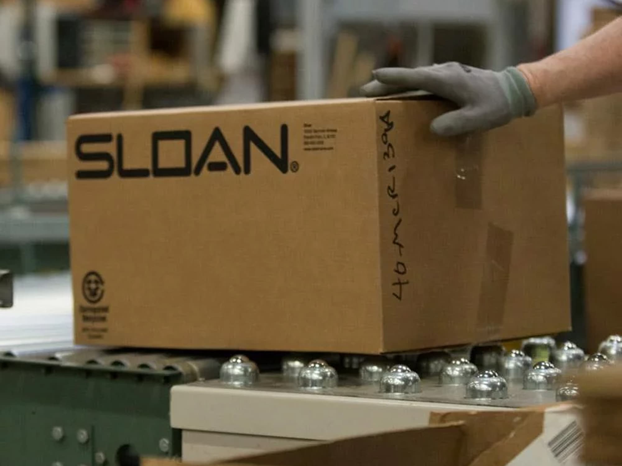 Sloan box on factory line