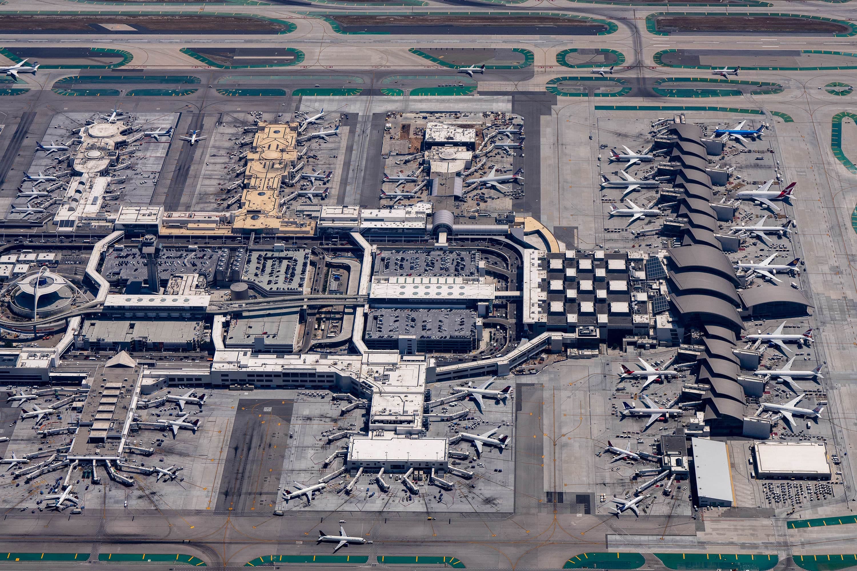 Aerial view of the Delta terminal at LAX airport