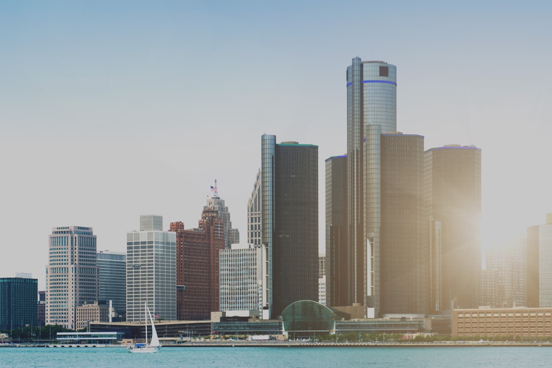 view of skyline across a body of water