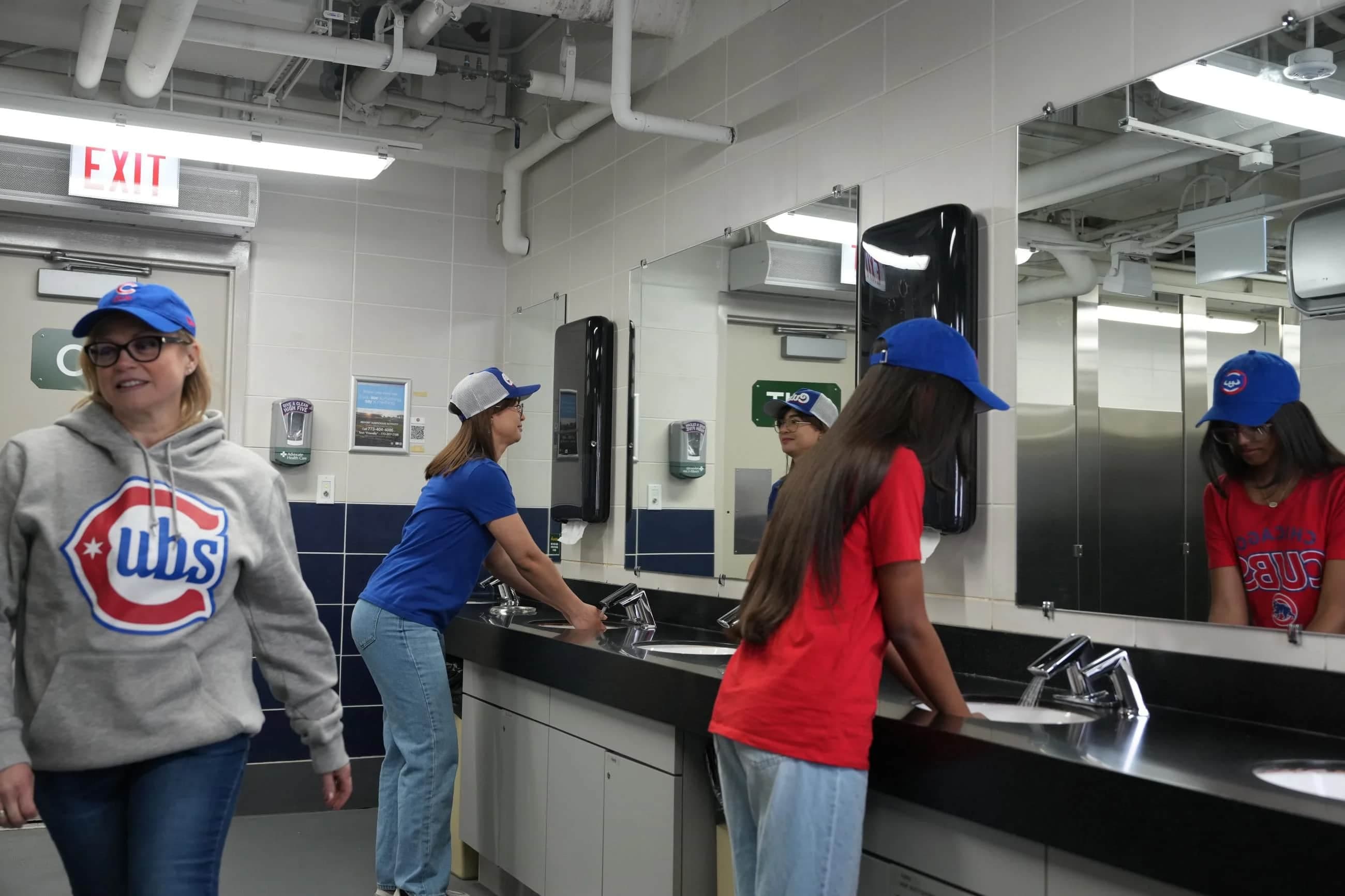 wrigley field touch-free restroom