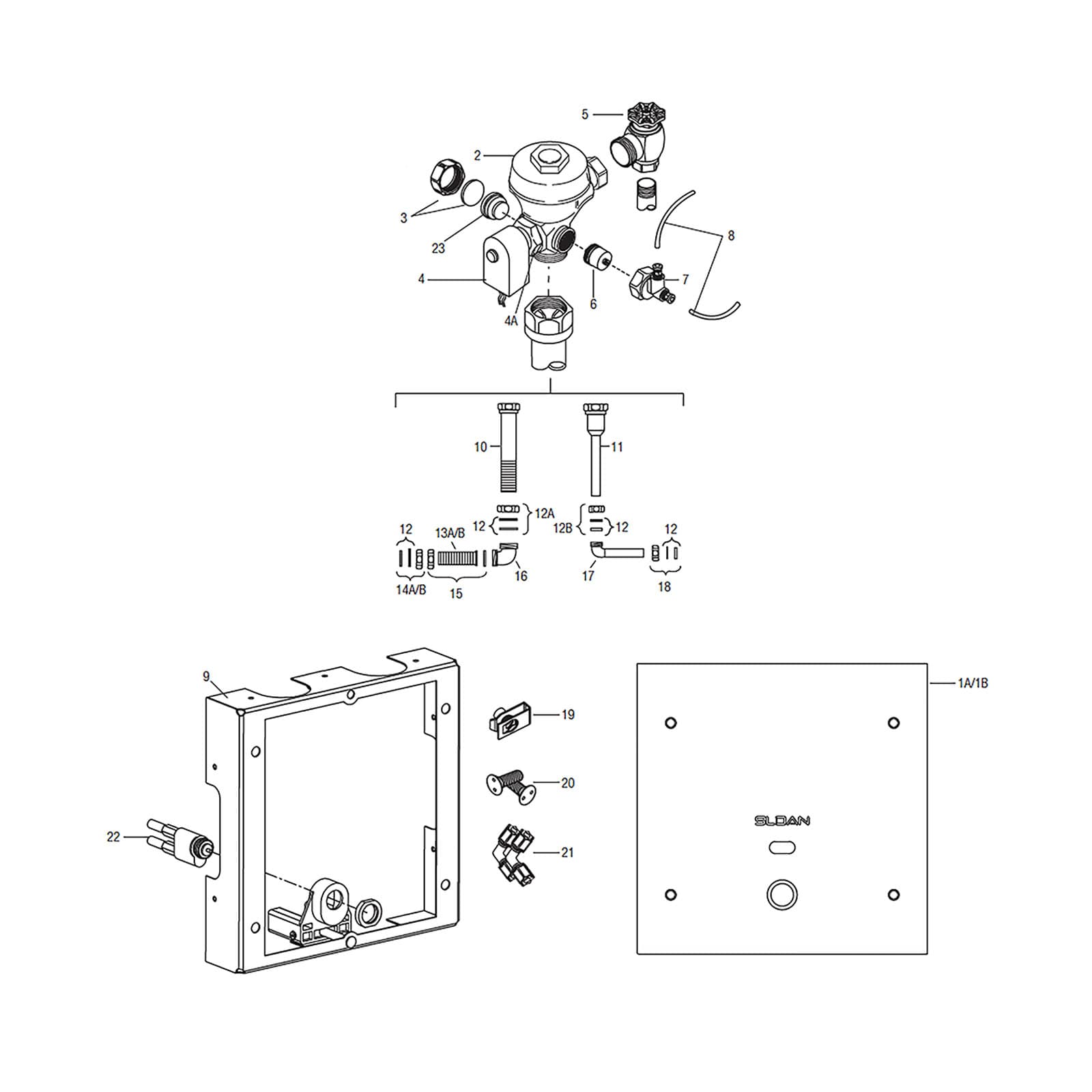 Line Drawing image for Optima® Royal® ES-S TMO (SWB) Flushometer