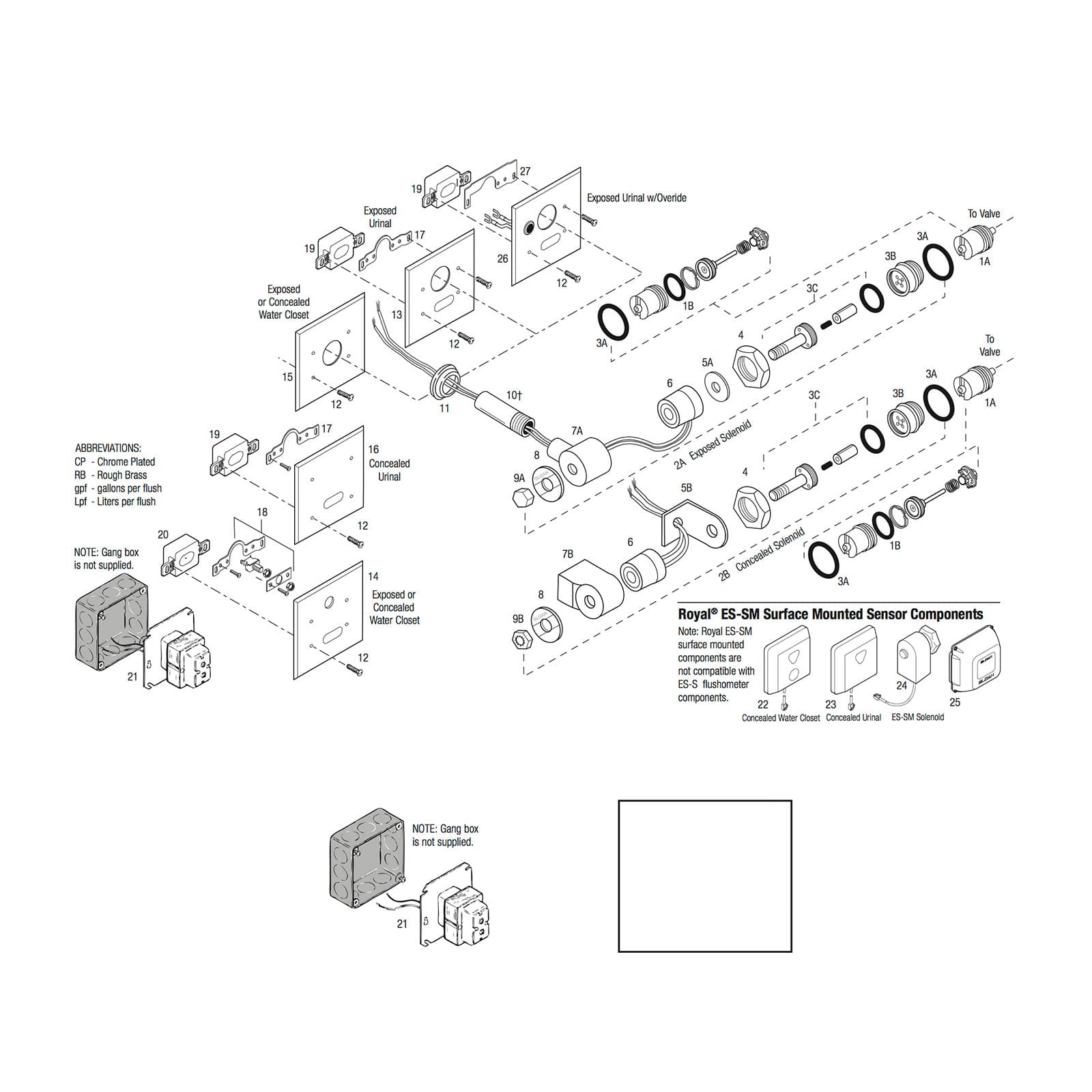 Line Drawing image for Optima® Flushometer Sensor & Solenoid