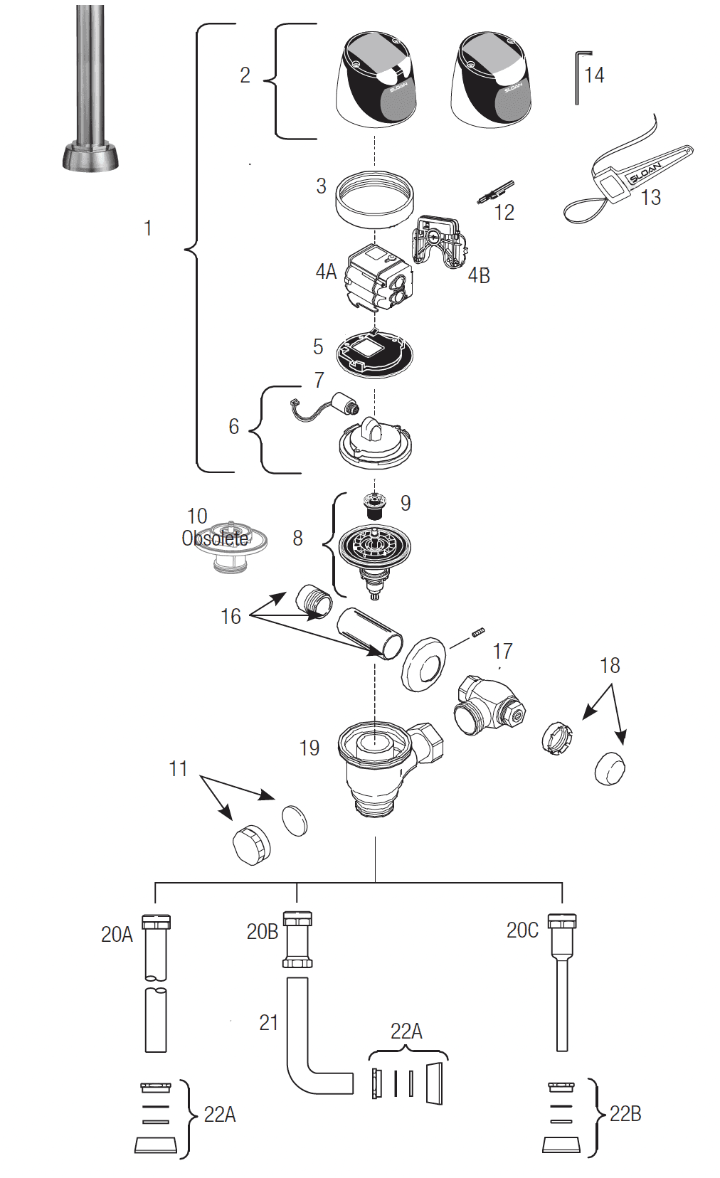 Line Drawing image for SOLIS® Flushometer