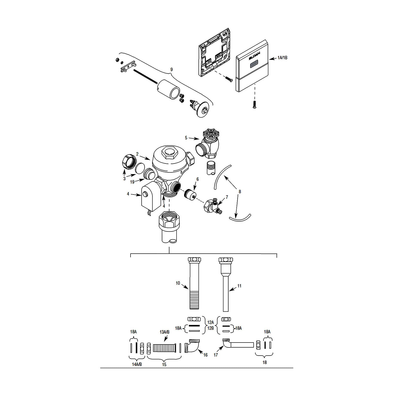 Line Drawing image for Royal® ES-S TMO Concealed Flushometer