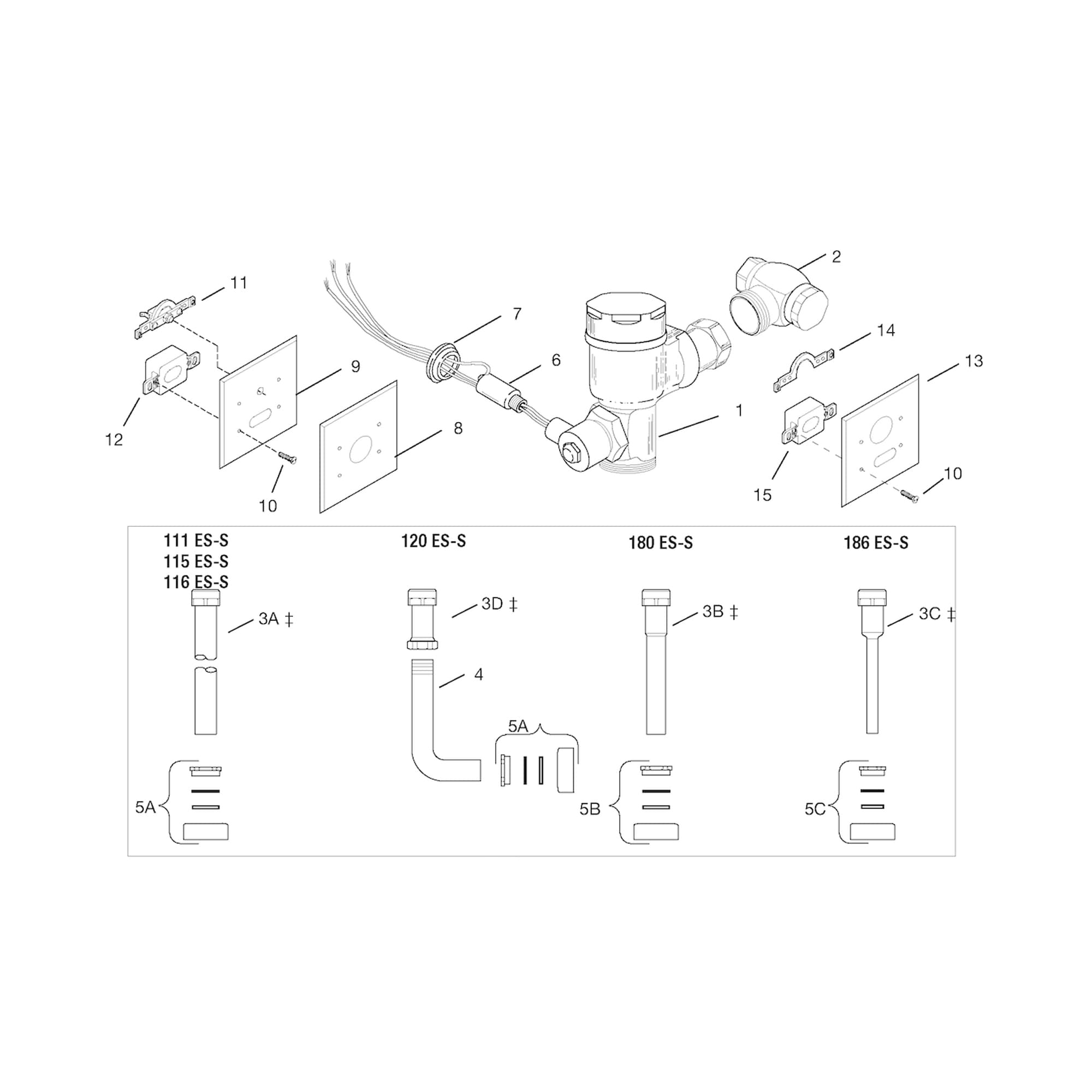 Line Drawing image for Crown® ES-S Exposed Flushometer