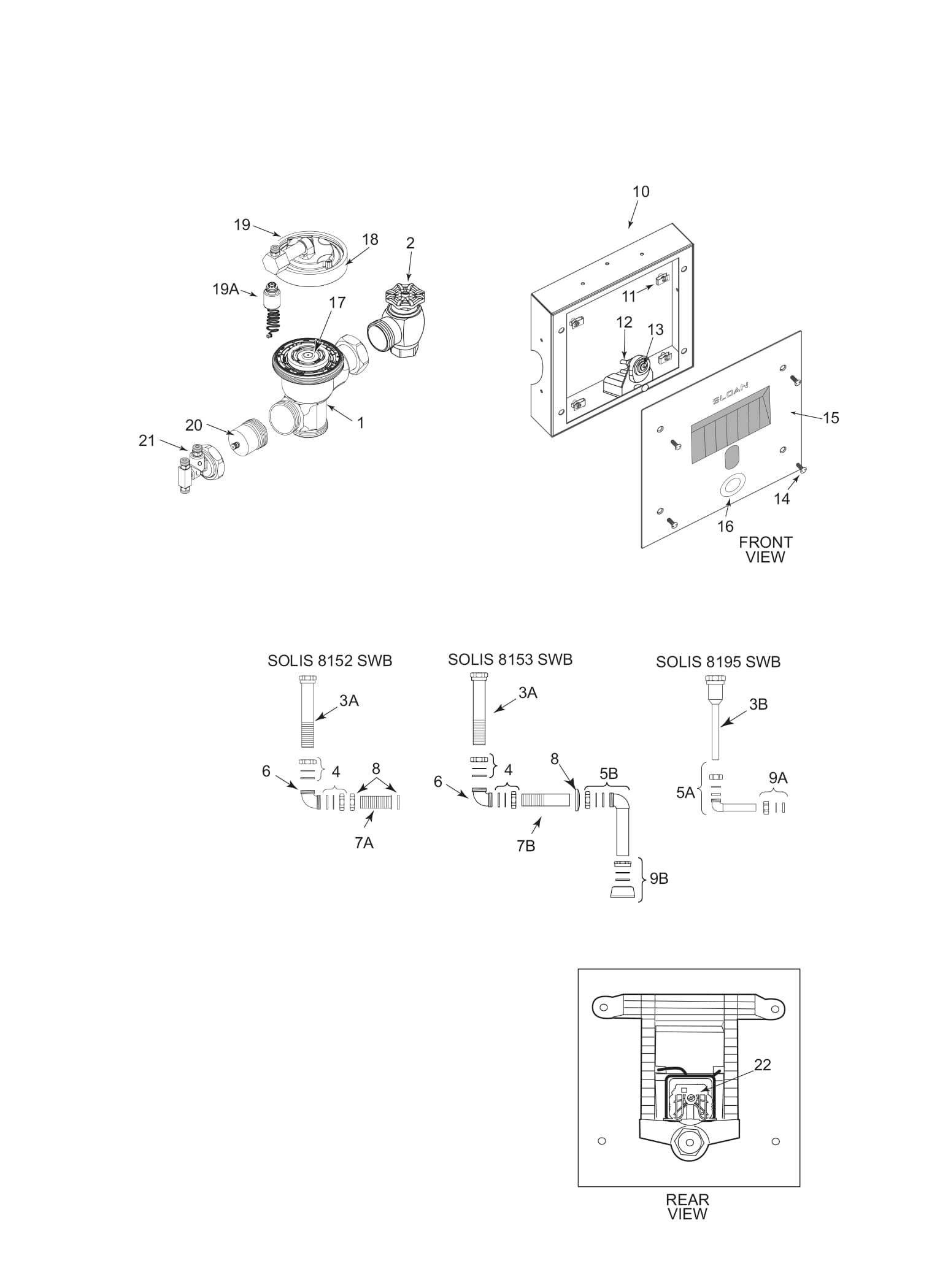 Line Drawing image for Concealed SOLIS® Flushometer
