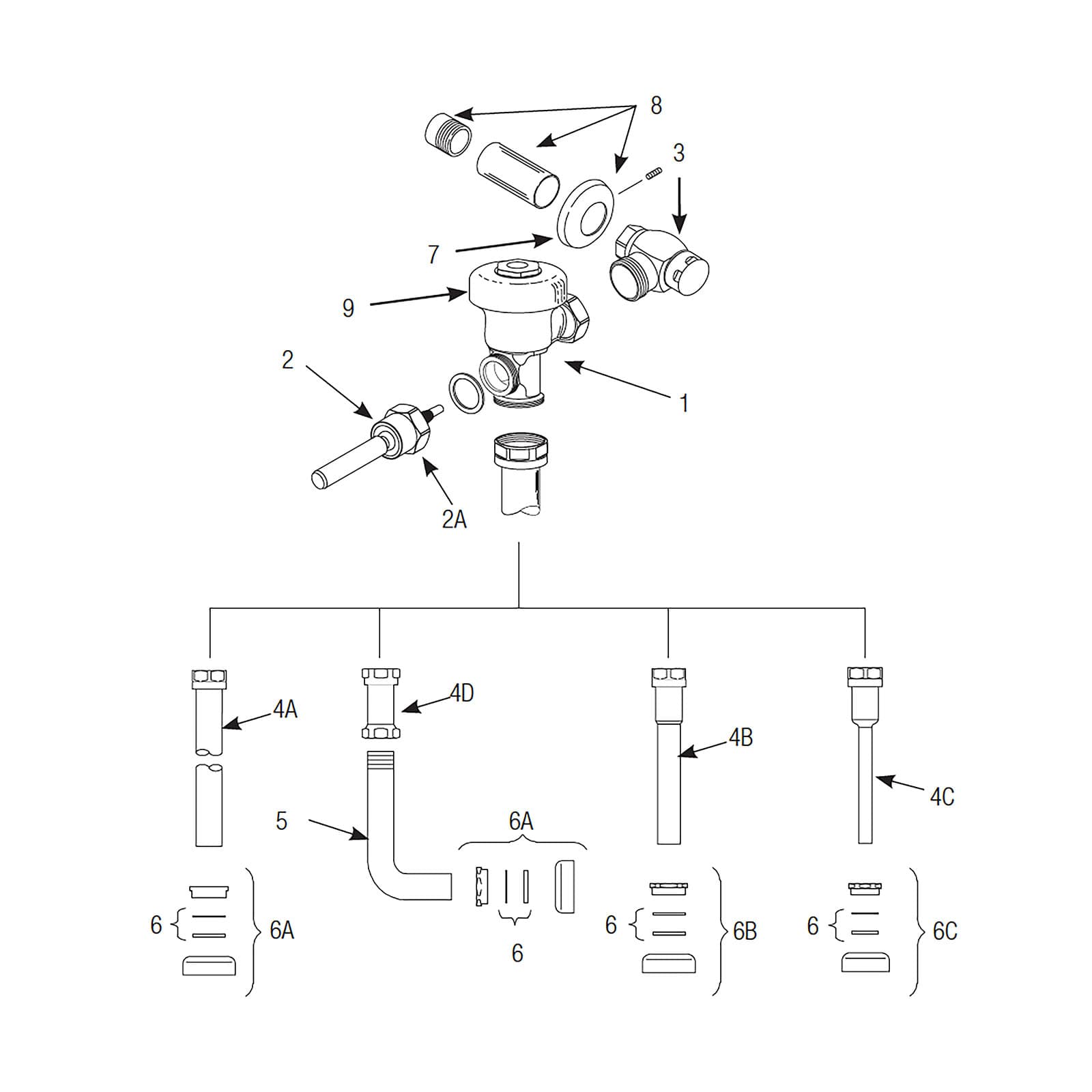 Line Drawing image for Sloan Flushometer