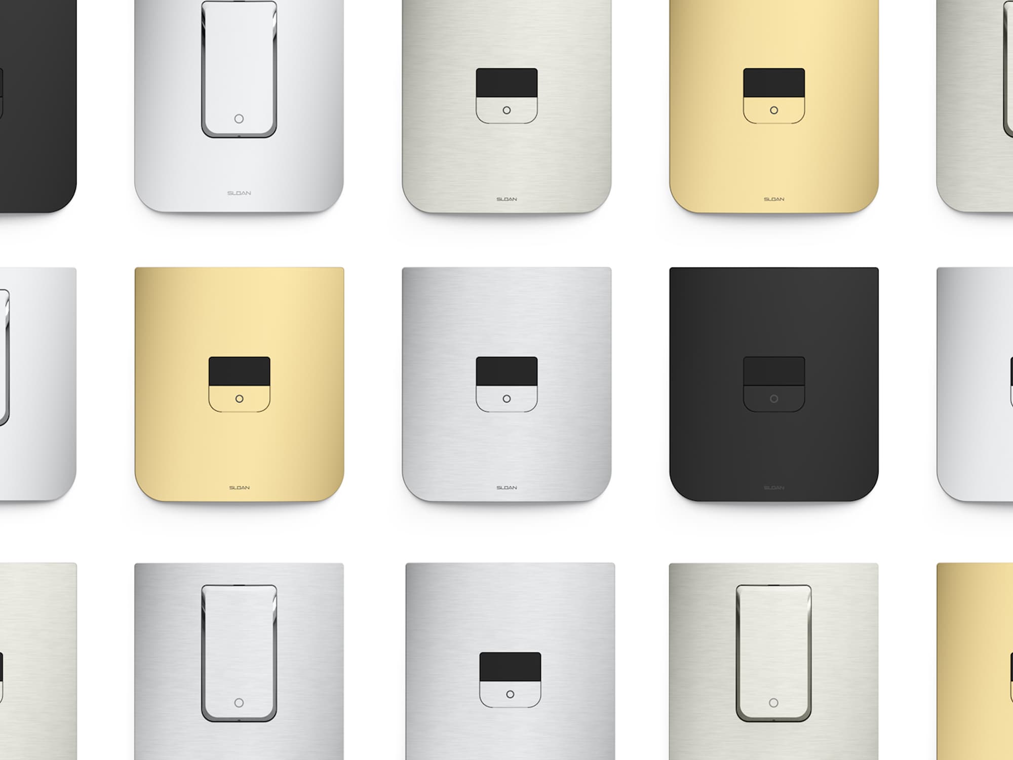 Manual and sensor CX Flushometers in various finishes montage hero