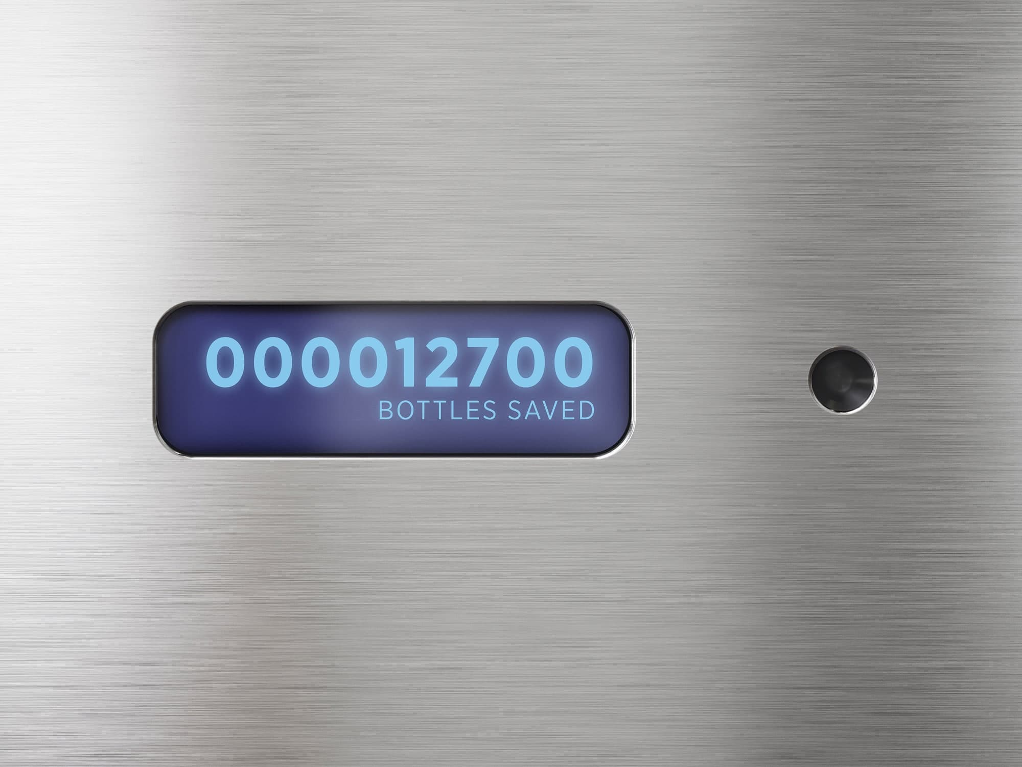 Saving bottles - The DropSpot counter display indicates the number of 16 oz plastic bottles saved.