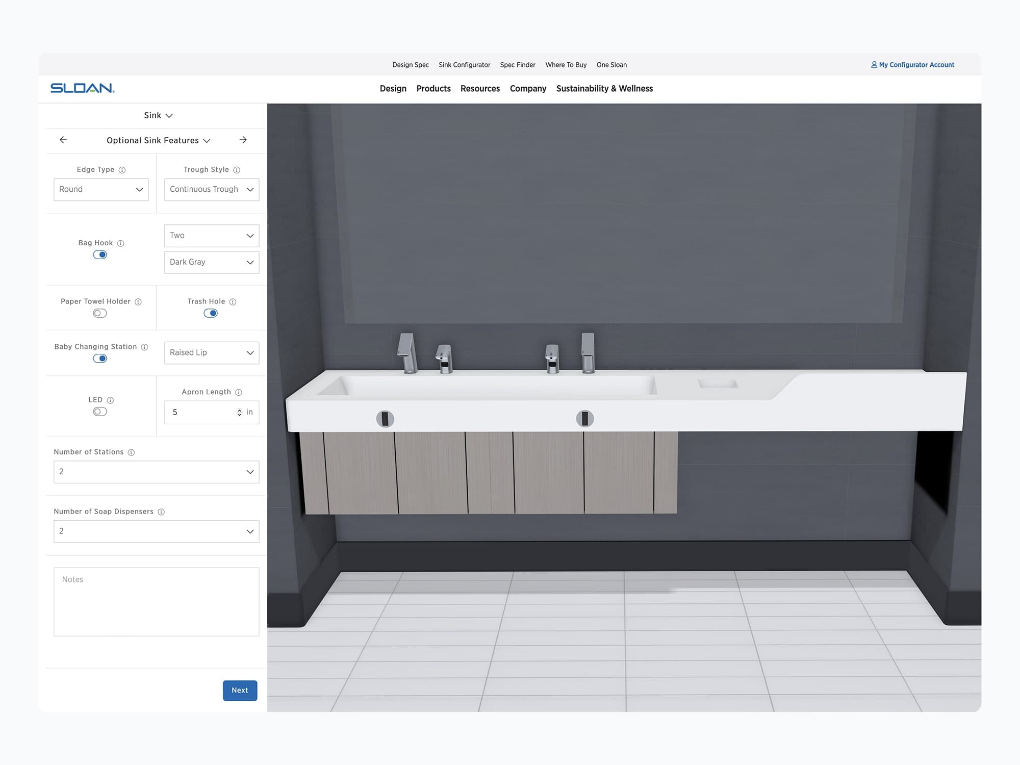 Sink Configurator - Modify