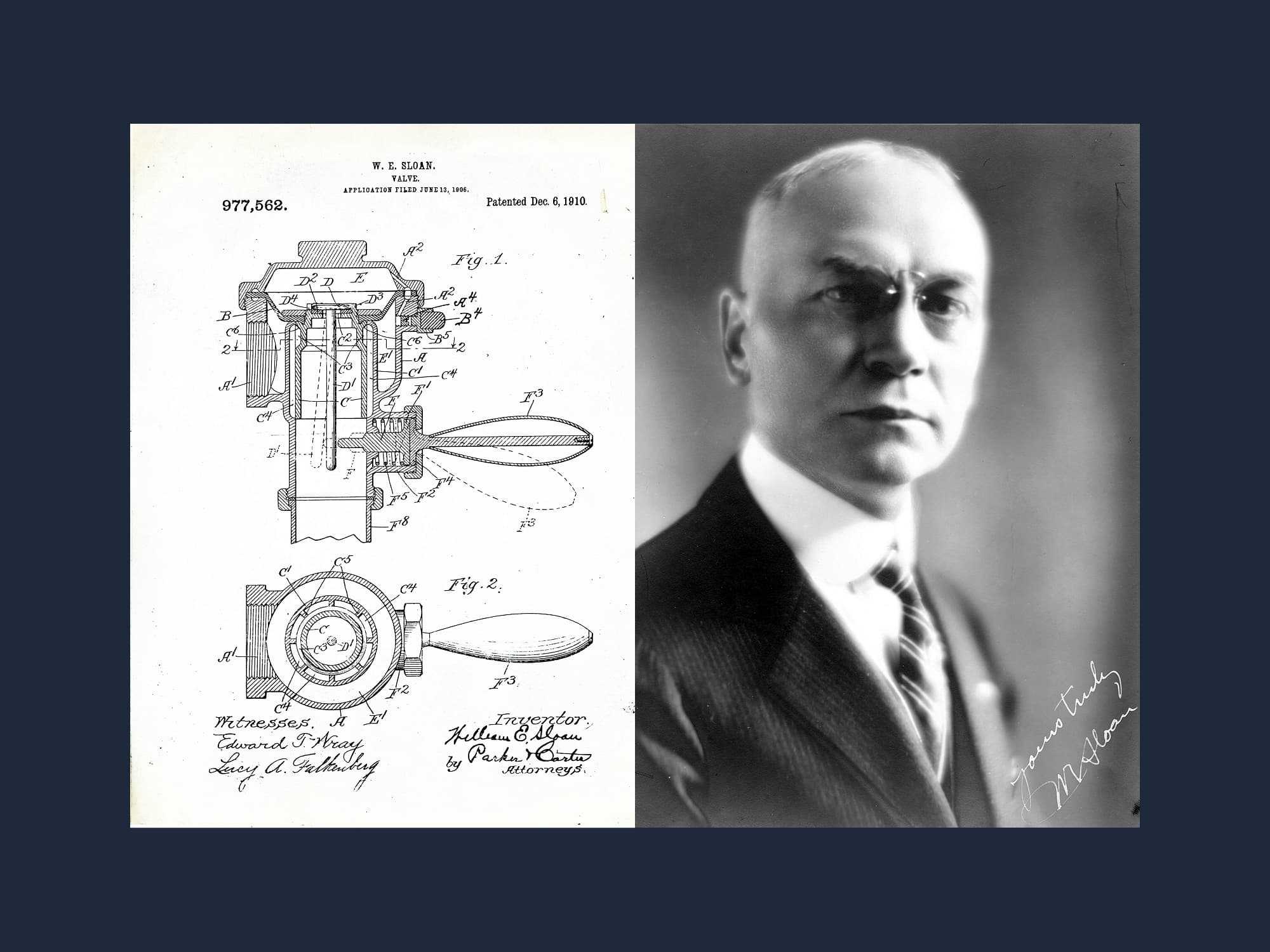 William Elvis Sloan invents the flushometer and founds Sloan Plumbing Company