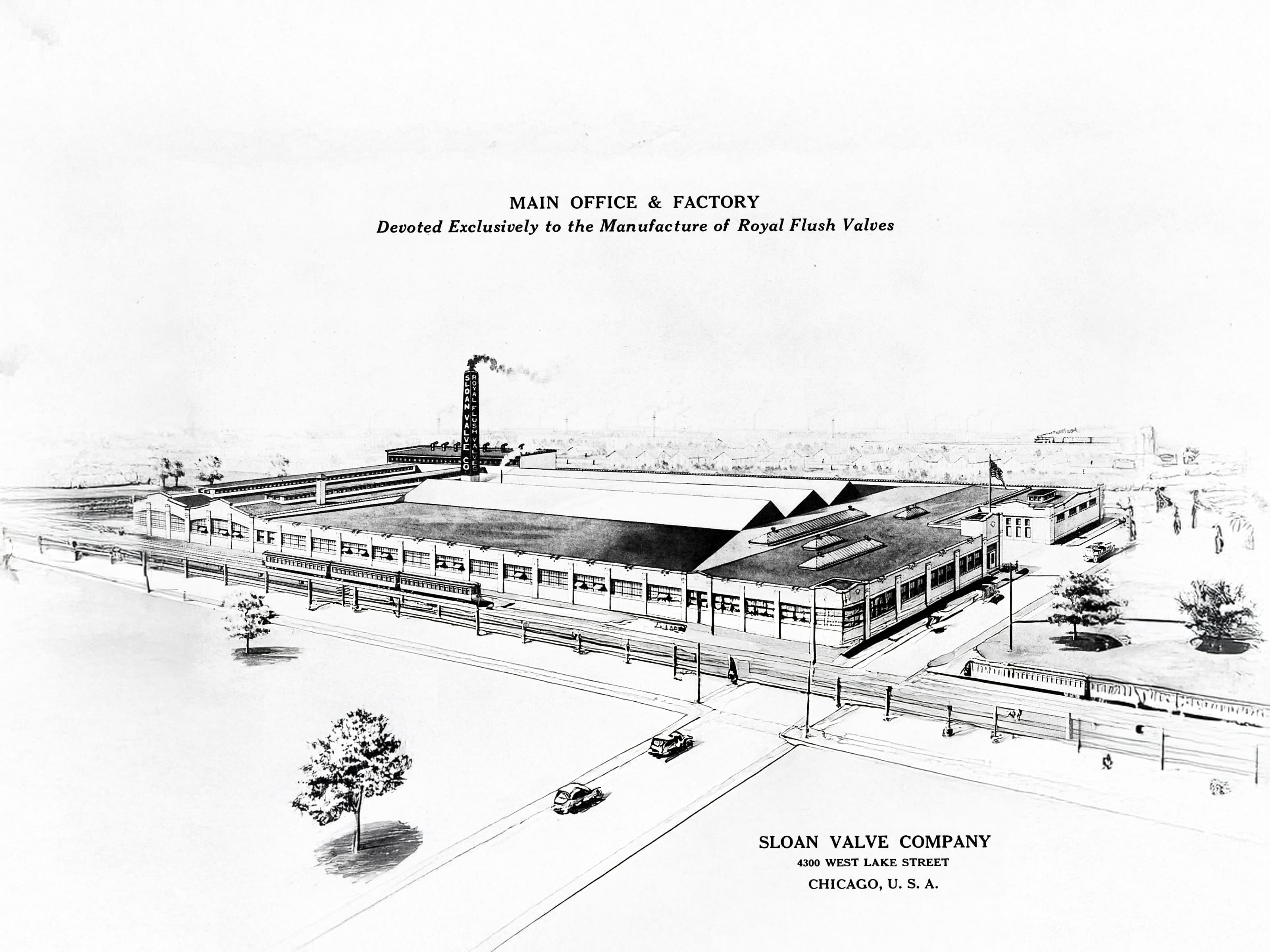 Sloan flushometers manufacturing plant architectural rendering