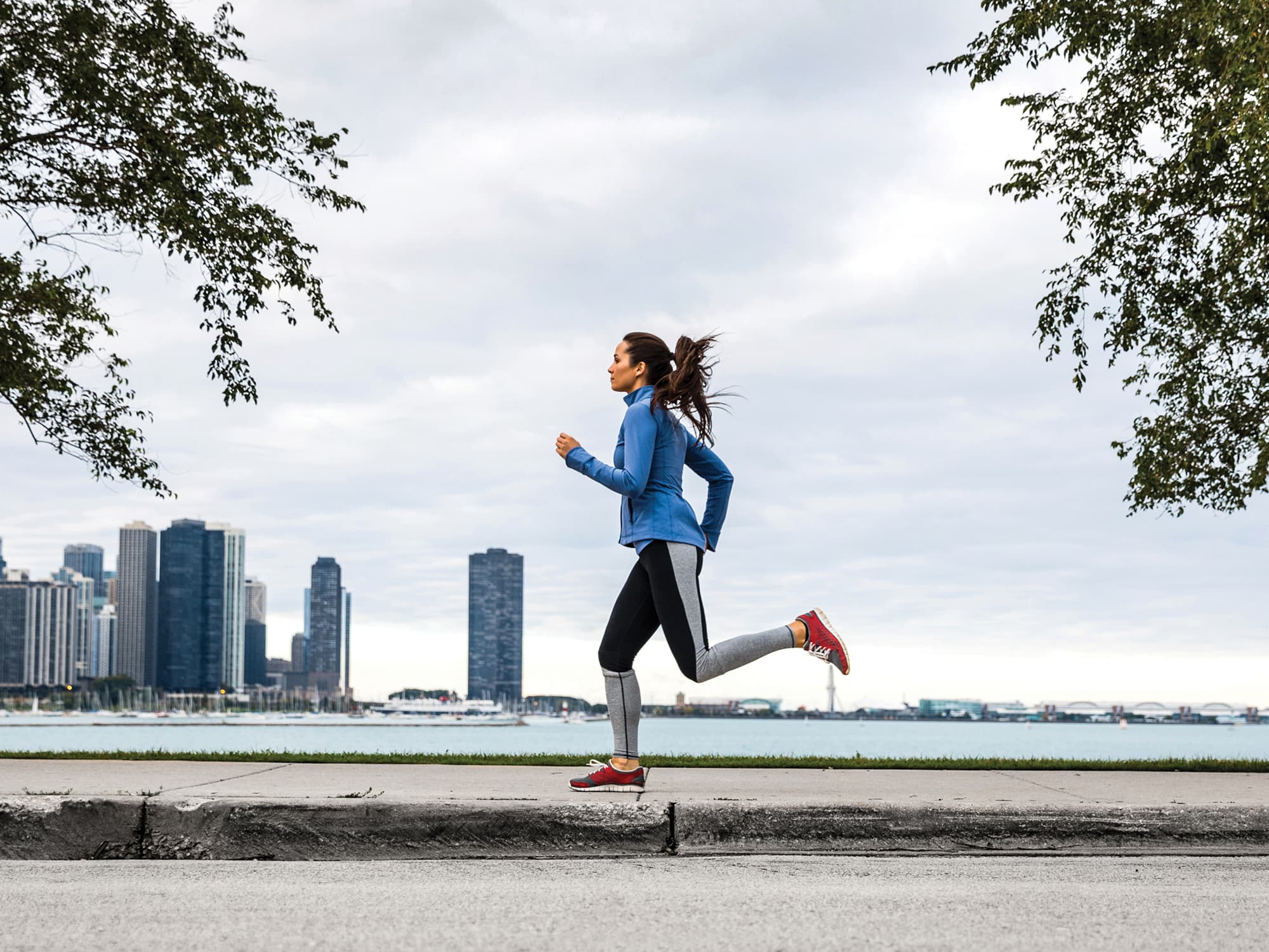 Person running on Chicago lakefront