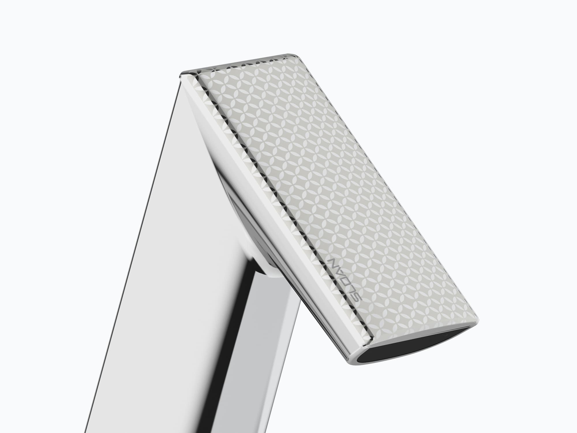 BASYS faucet featuring a custom branded pattern laser-engraved onto the chrome surface