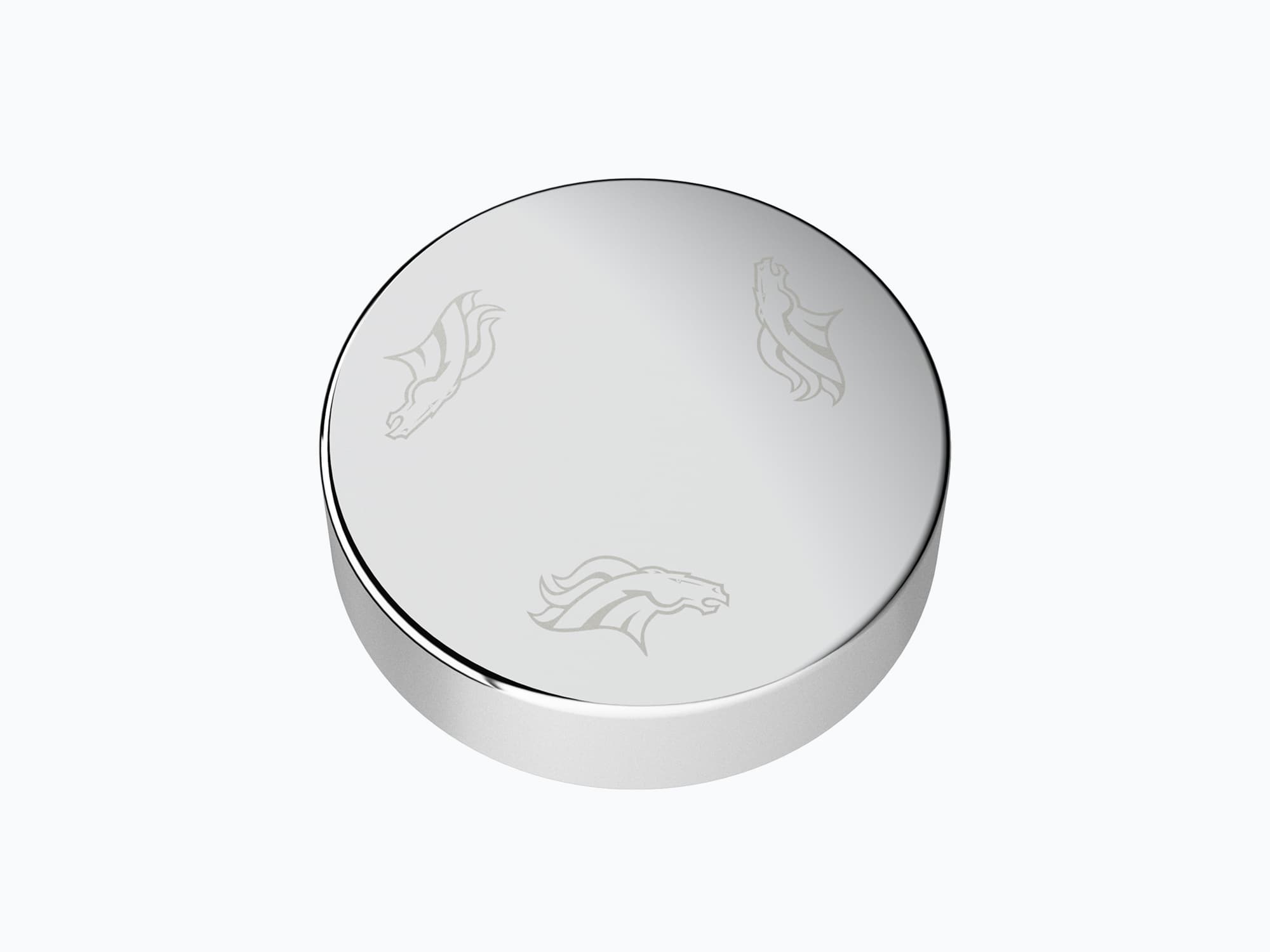 Denver Broncos logo laser-engraved on flushometer cover