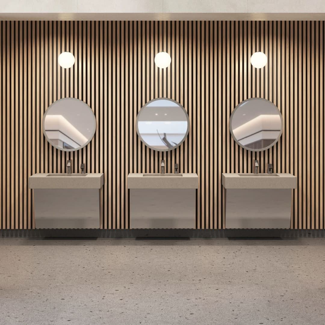 SloanStone Quartz sink in a shopping mall setting