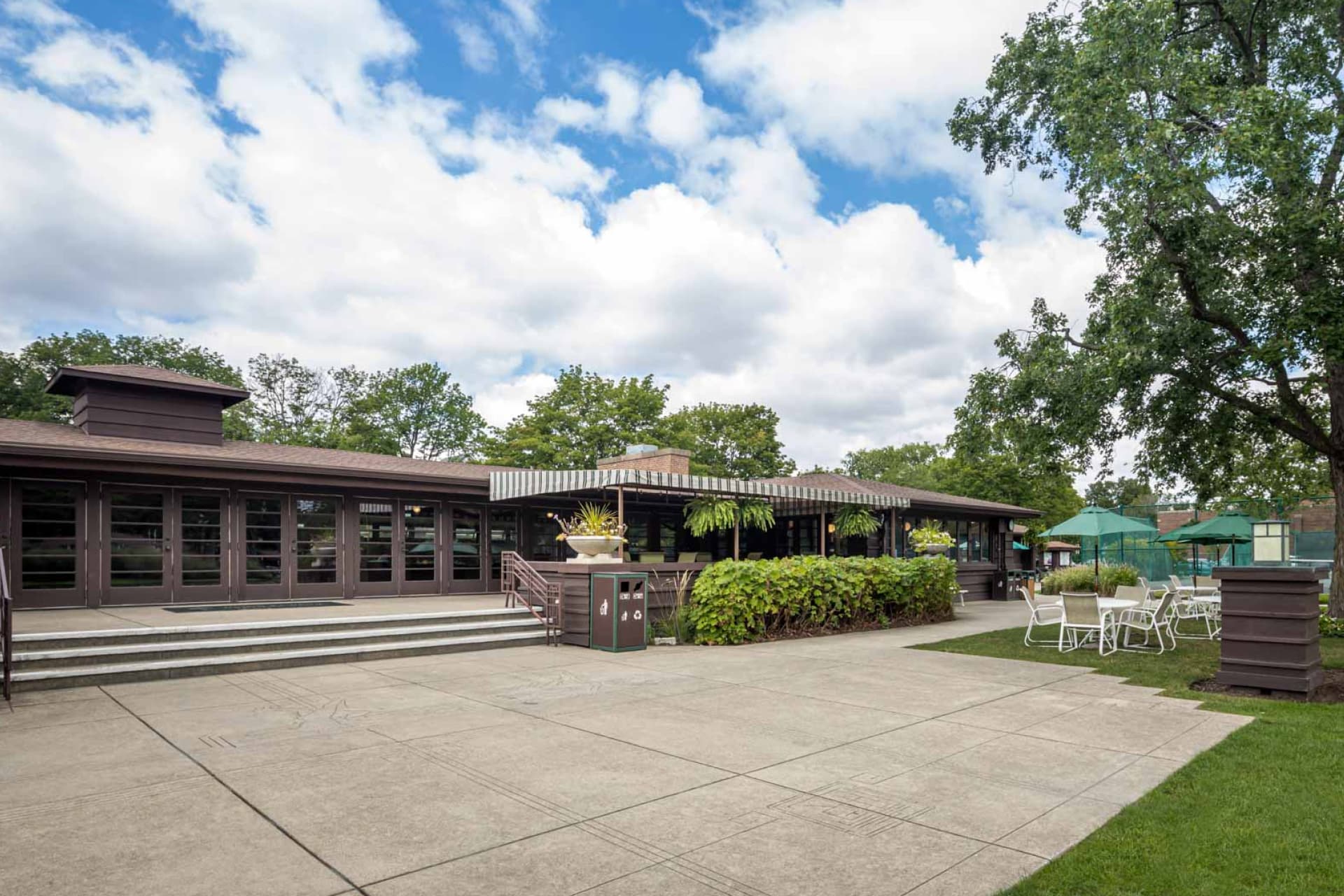 view of tennis club patio area