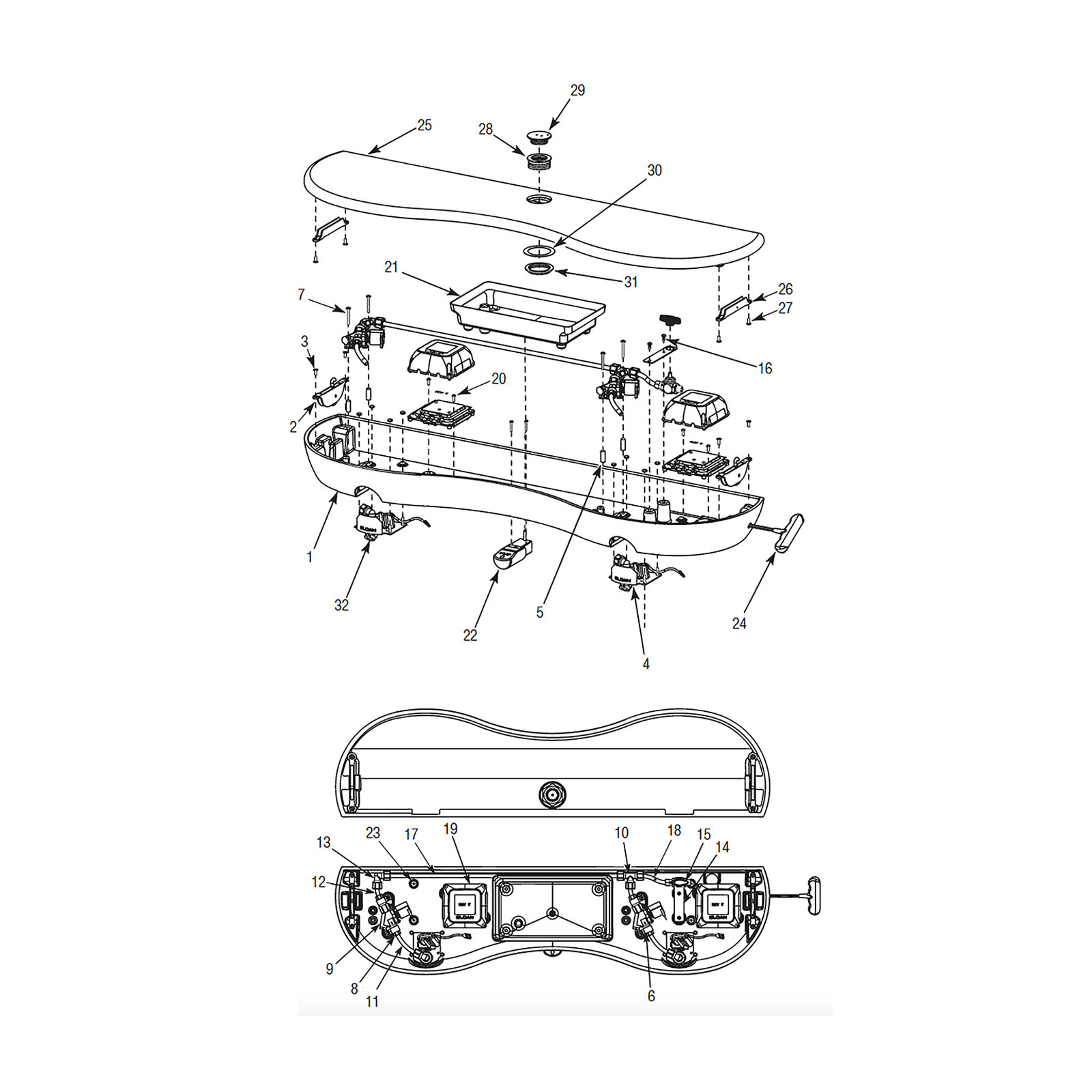 Line Drawing for EW-72000 Cabinet & Basin Assembly