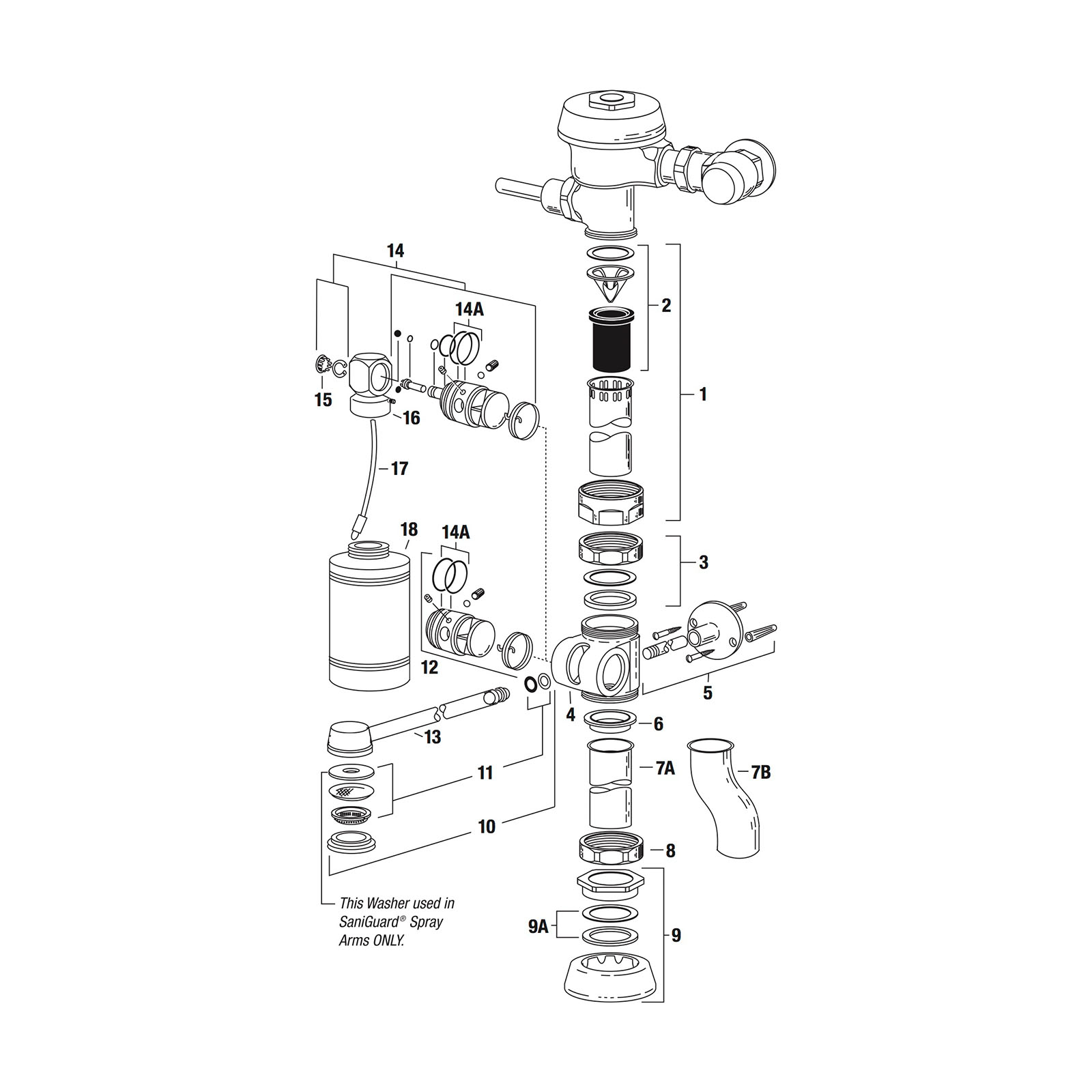 Line Drawing for Slimline® Bedpan Washer