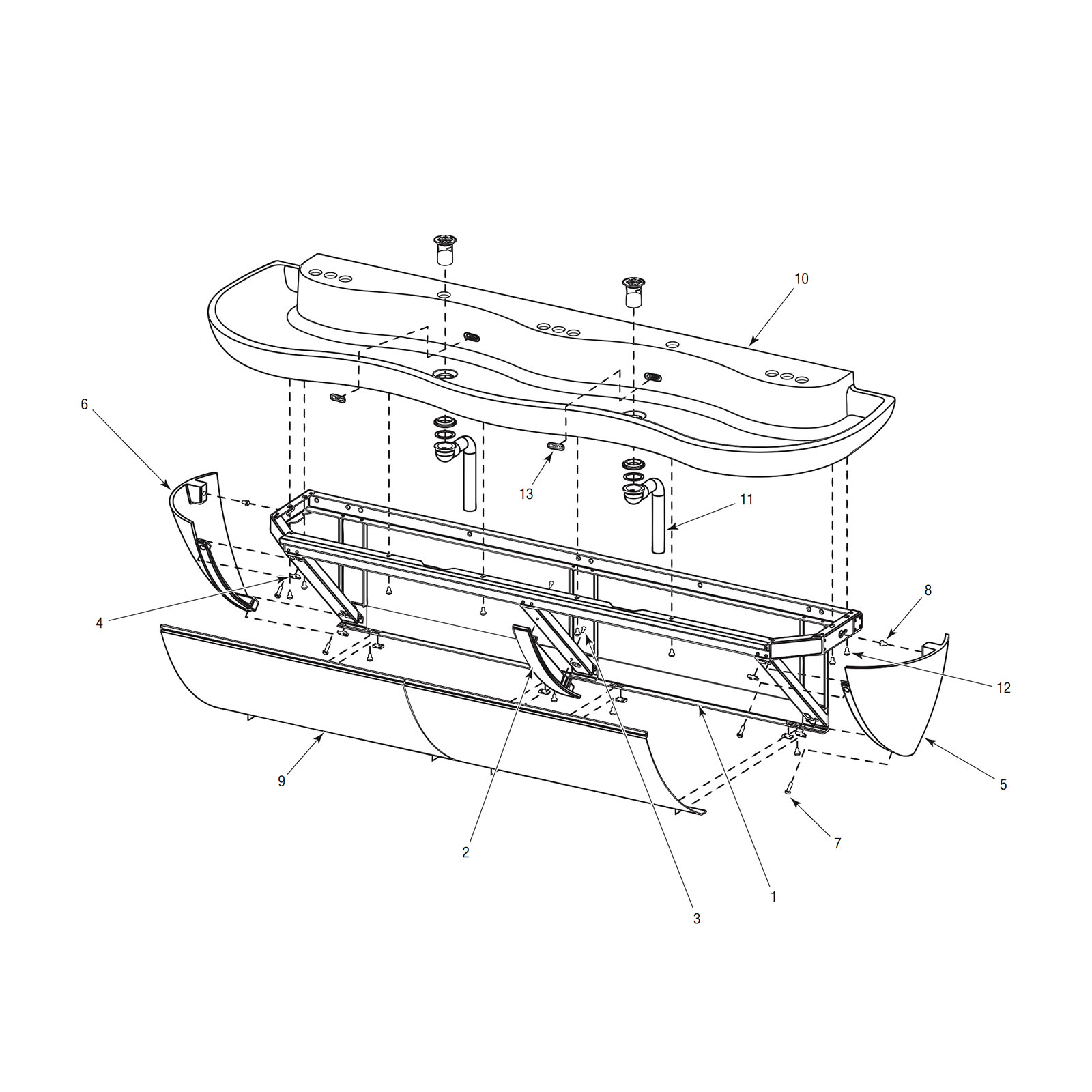 Line Drawing for EW-73000 Cabinet & Basin Assembly