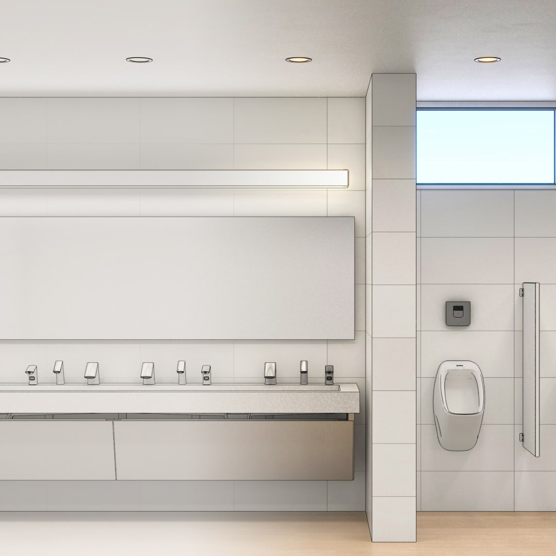 White bathroom with Sloan products