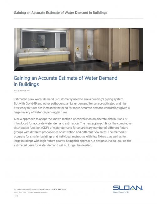 Gaining an Accurate Estimate of Water Demand in Buildings