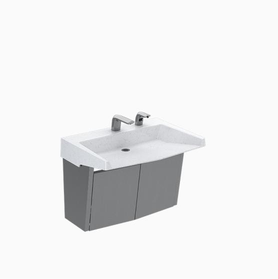 SloanStone® Quartz 1-Station Wall-Mounted Arrowhead Sink with stainless enclosure