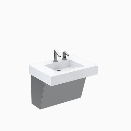 SloanStone® Quartz 1-Station Wall-Mounted Gradient Sink with stainless enclosure