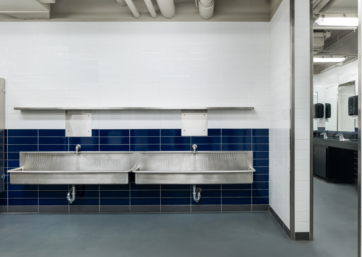Sinks in a Wrigley Field restroom