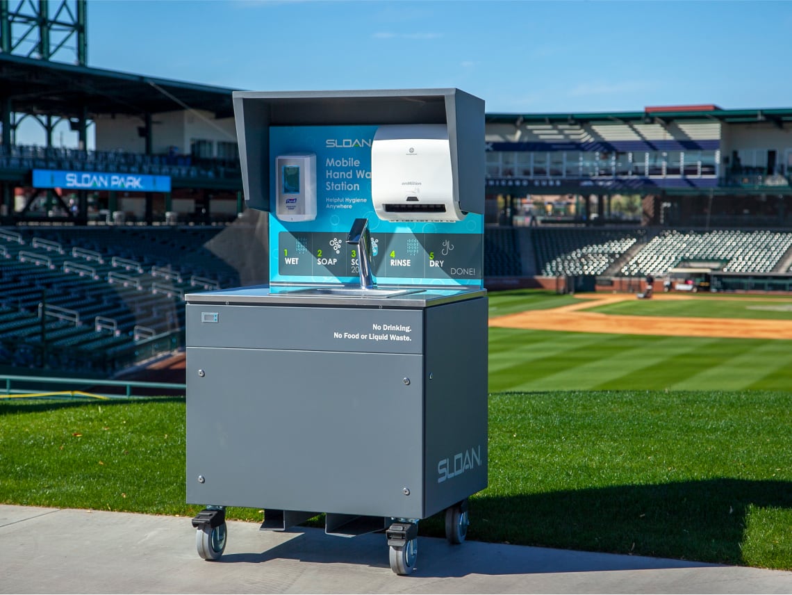 R-Line Mobile Double-Sided Hand Washing Station | Retail Resource